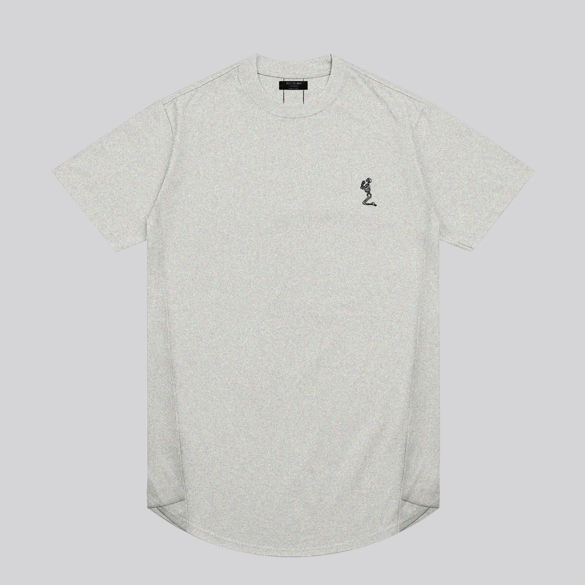 ESSENTIAL SWAG CURVED HEM GREY MARL T-SHIRT