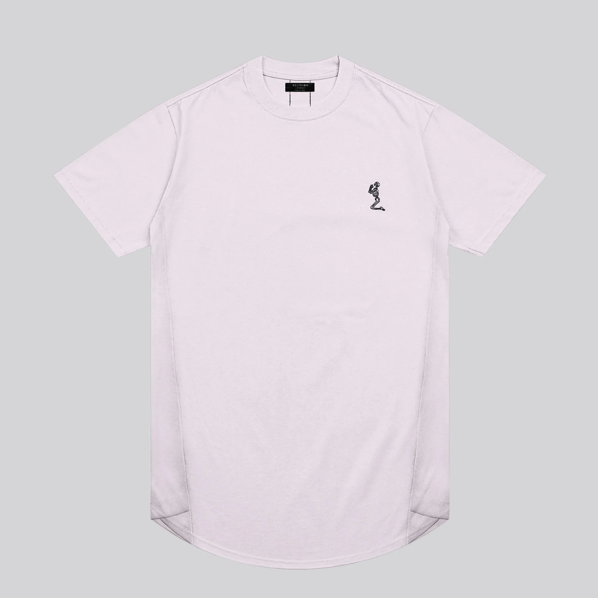 ESSENTIAL SWAG CURVED HEM PALE PINK T-SHIRT