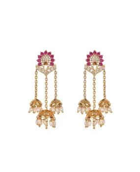 Ethnic Pearl Triple Hanging Jhumka