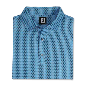 FootJoy Loop Print Lisle Polo- Black/French Blue/White