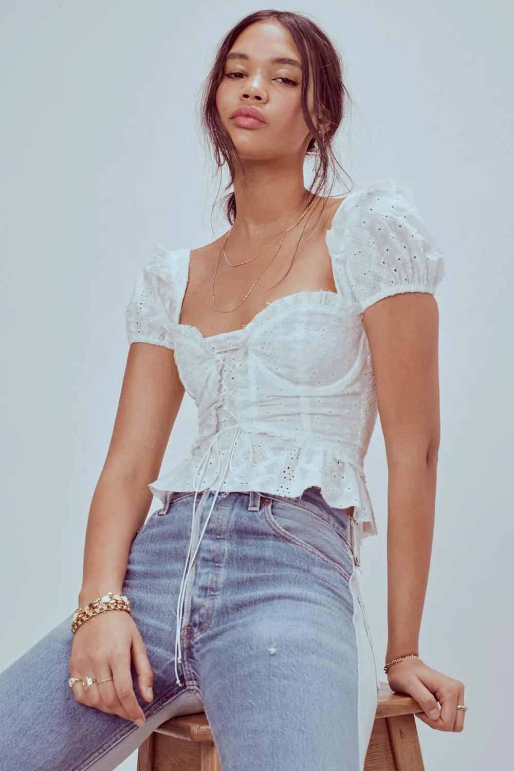 For Love and Lemons Charlotte Eyelet Top