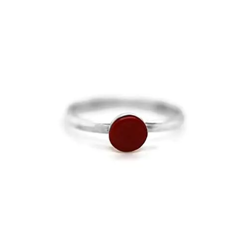 Genuine Coral Ring, Sterling Silver, Native American Handmade, Nickel Free, For Women and Girls