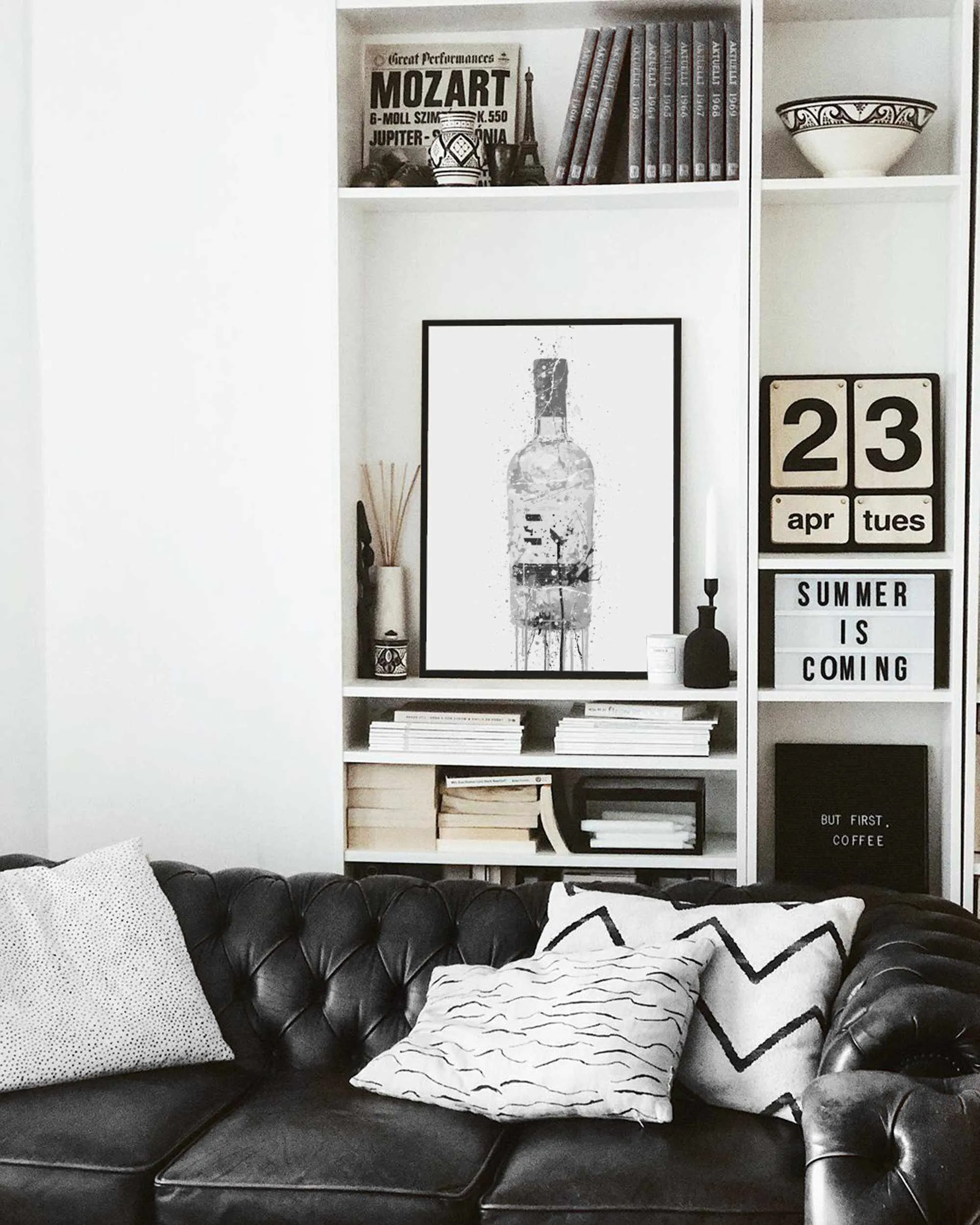 Gin Bottle Wall Art Print 'Grey Marble'