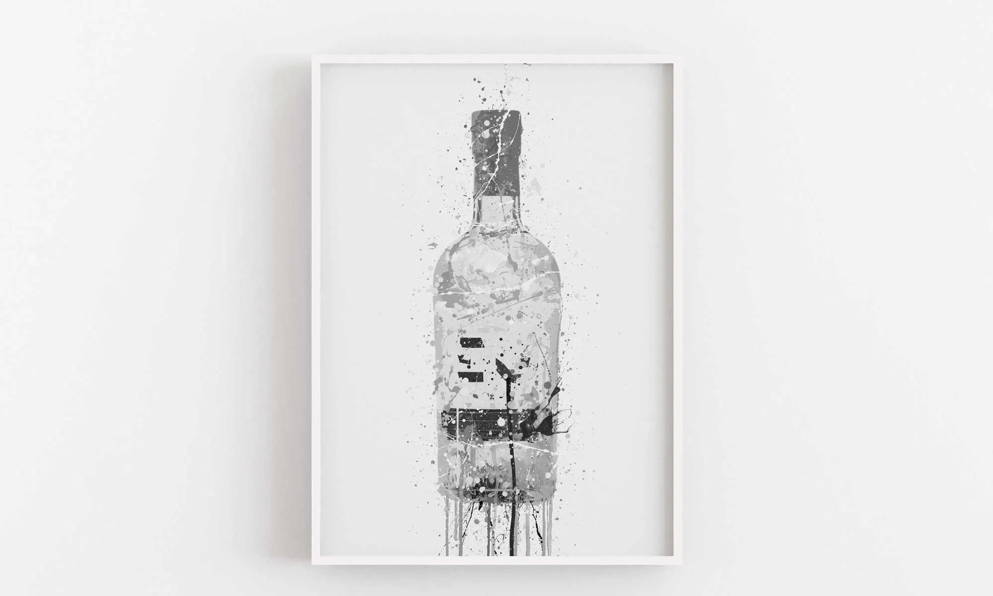 Gin Bottle Wall Art Print 'Grey Marble'