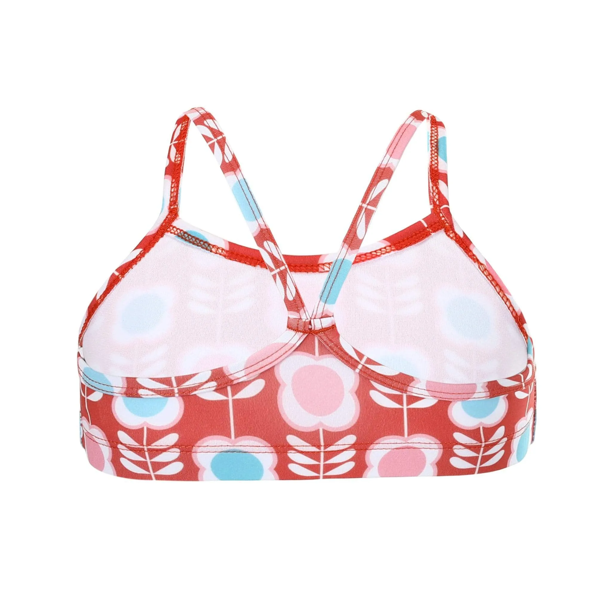 Girls Raspberry Retro Flower Bikini Top