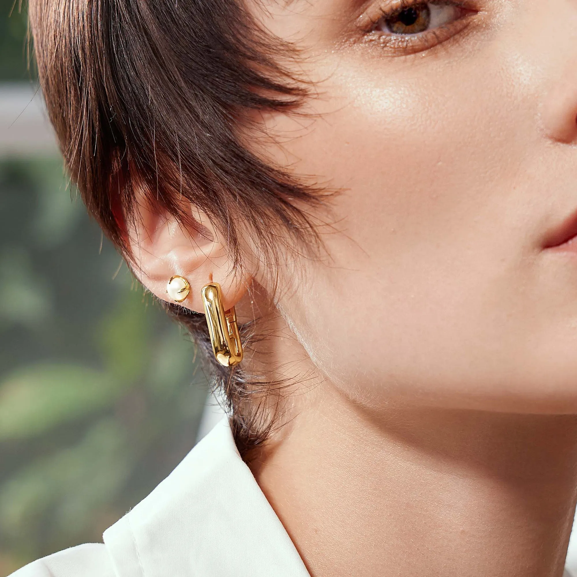 Gold Wide Paper Clip Earrings