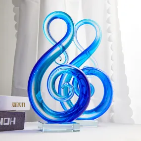 Hand Blown Treble Sommerso Art Glass Sculpture Blue 11-14 inch tall