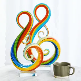 Hand Blown Treble Sommerso Art Glass Sculpture Rainbow 11-14 inch tall