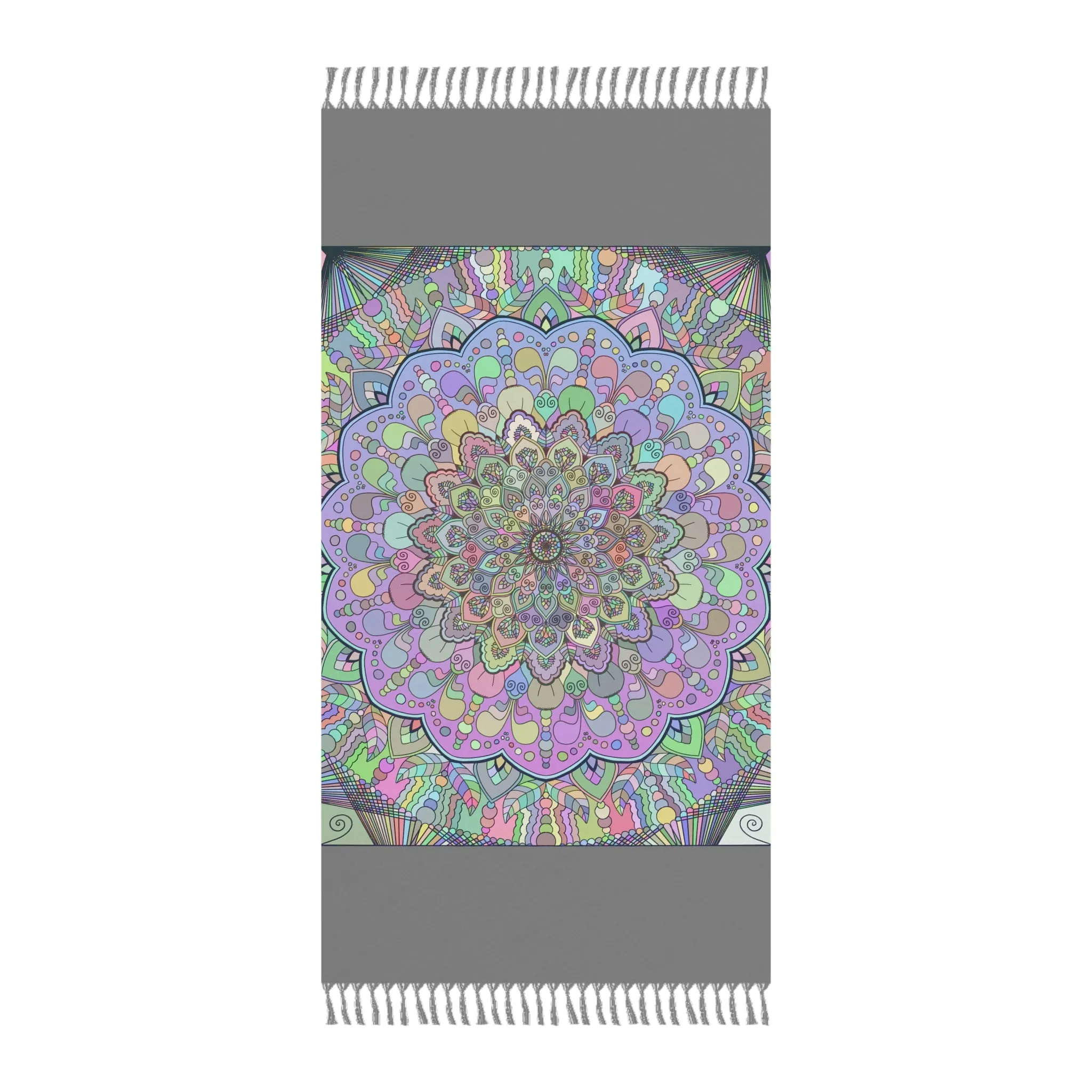 Handmade Mandala Beach Cloth - Original Art - Light Gray Colors