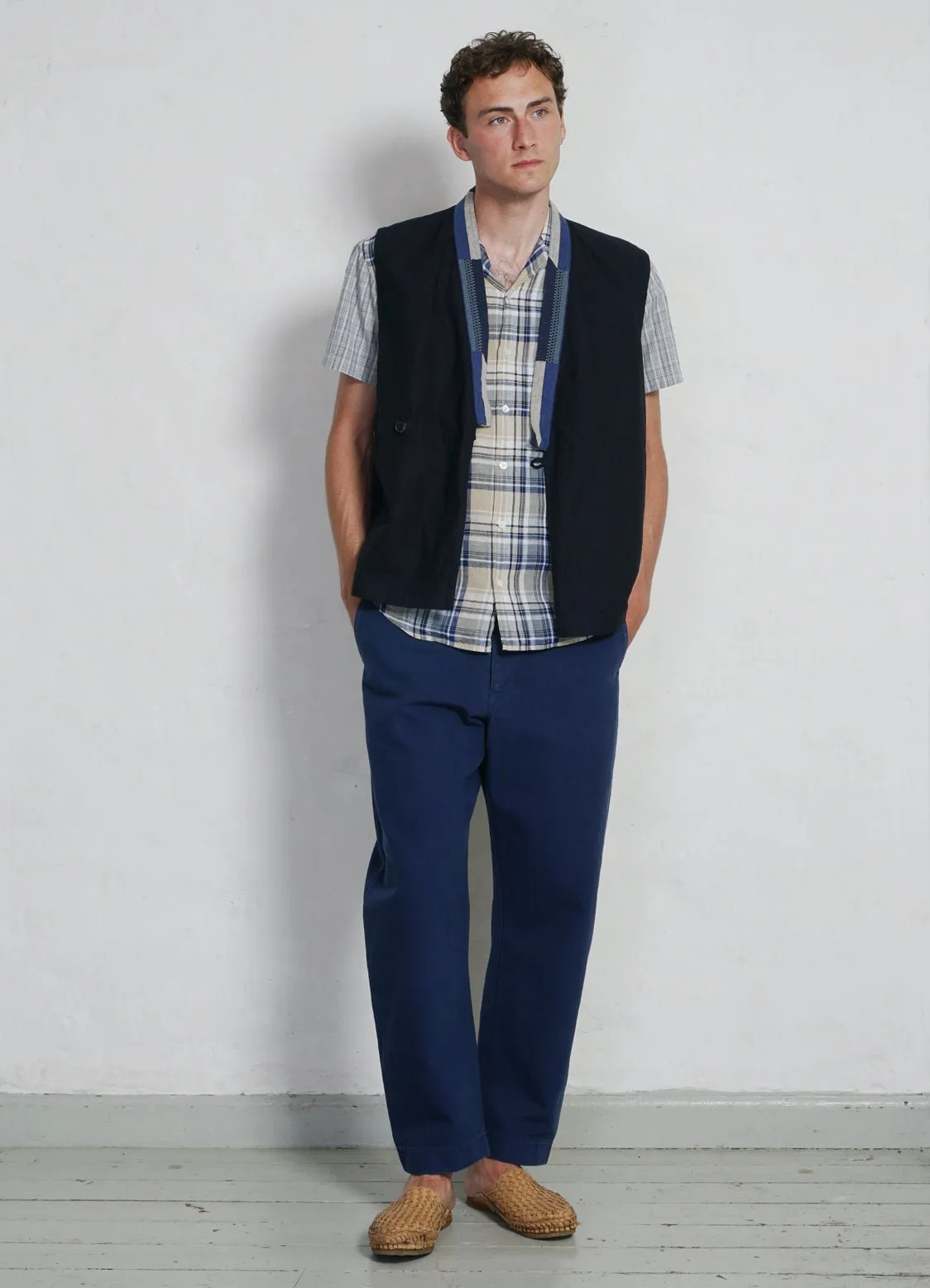 HAUK | Eastern Waistcoat | Indigo Herringbone