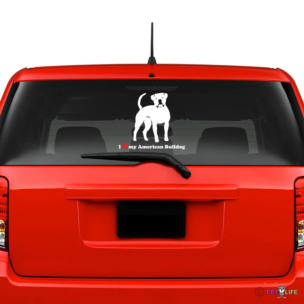 I Love My American Bulldog Sticker