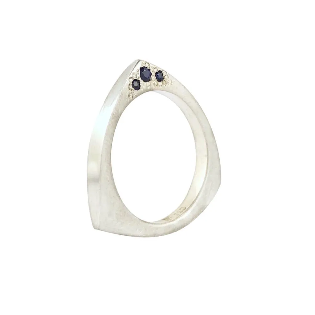 Iota Ring Blue Sapphires - Erin Pearce