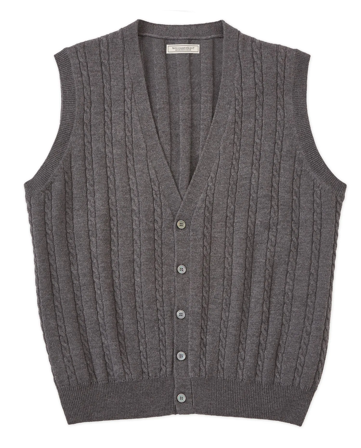 Italian Merino Wool Button-Front Cable Sweater Vest