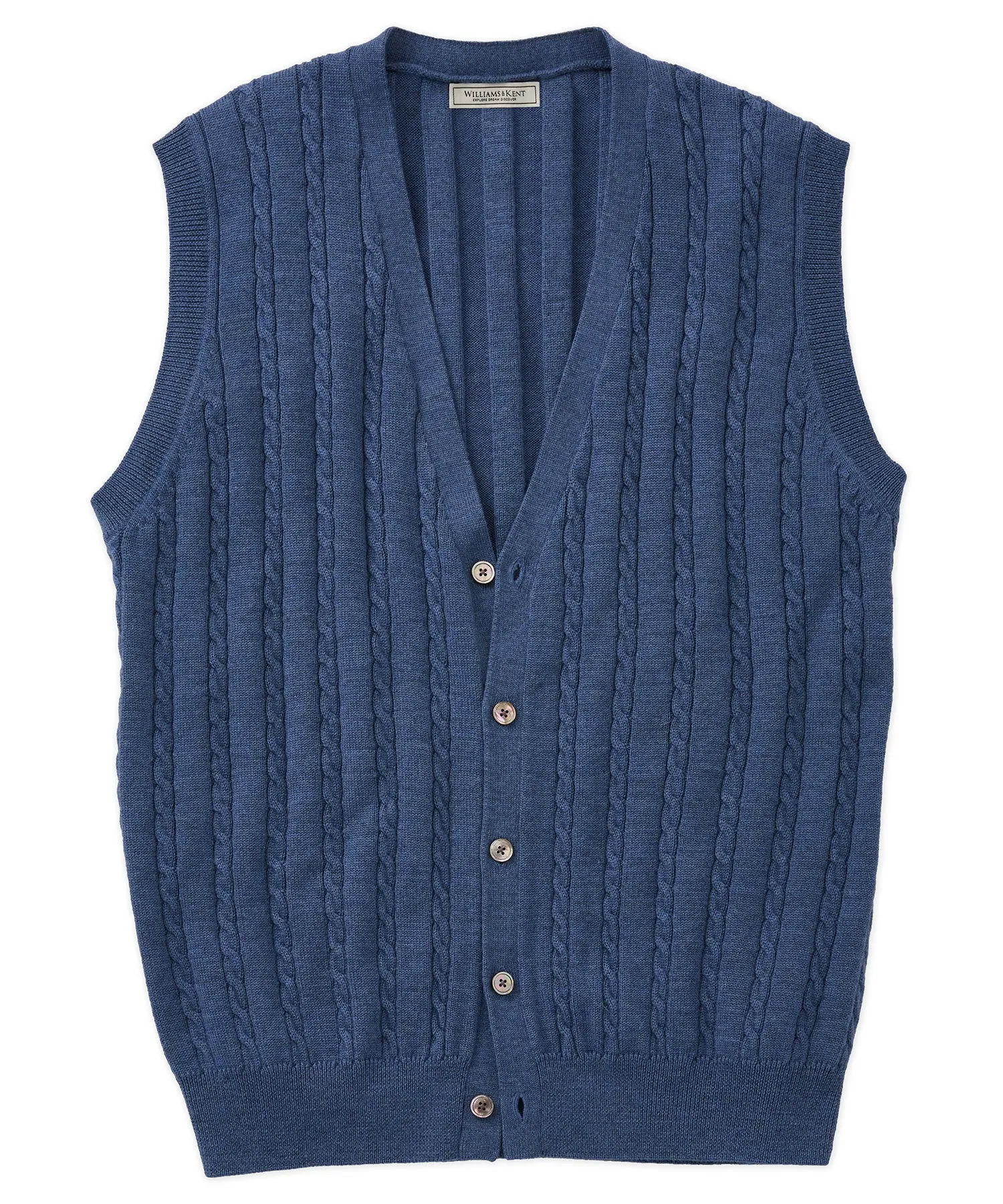 Italian Merino Wool Button-Front Cable Sweater Vest