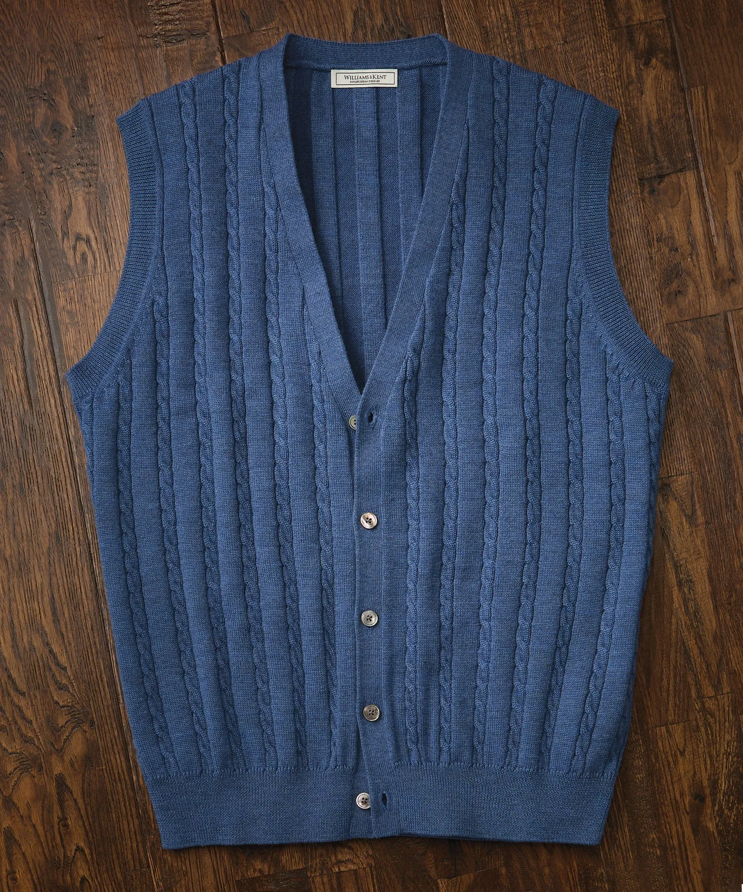 Italian Merino Wool Button-Front Cable Sweater Vest