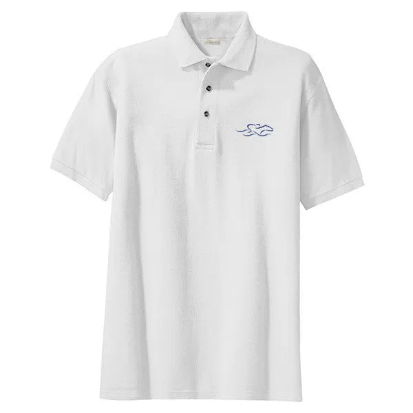 Kids Classic Pique Polo - White with Navy