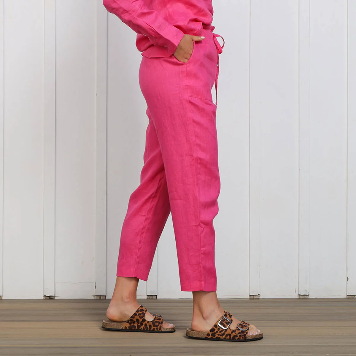 Ladies Linen - Pants | Bright Pink