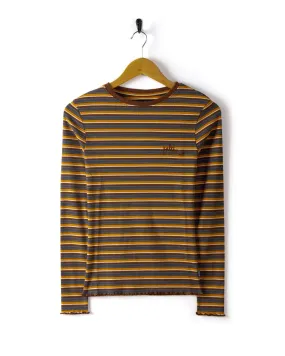 Lanie - Womens Long Sleeve Top - Yellow Stripe