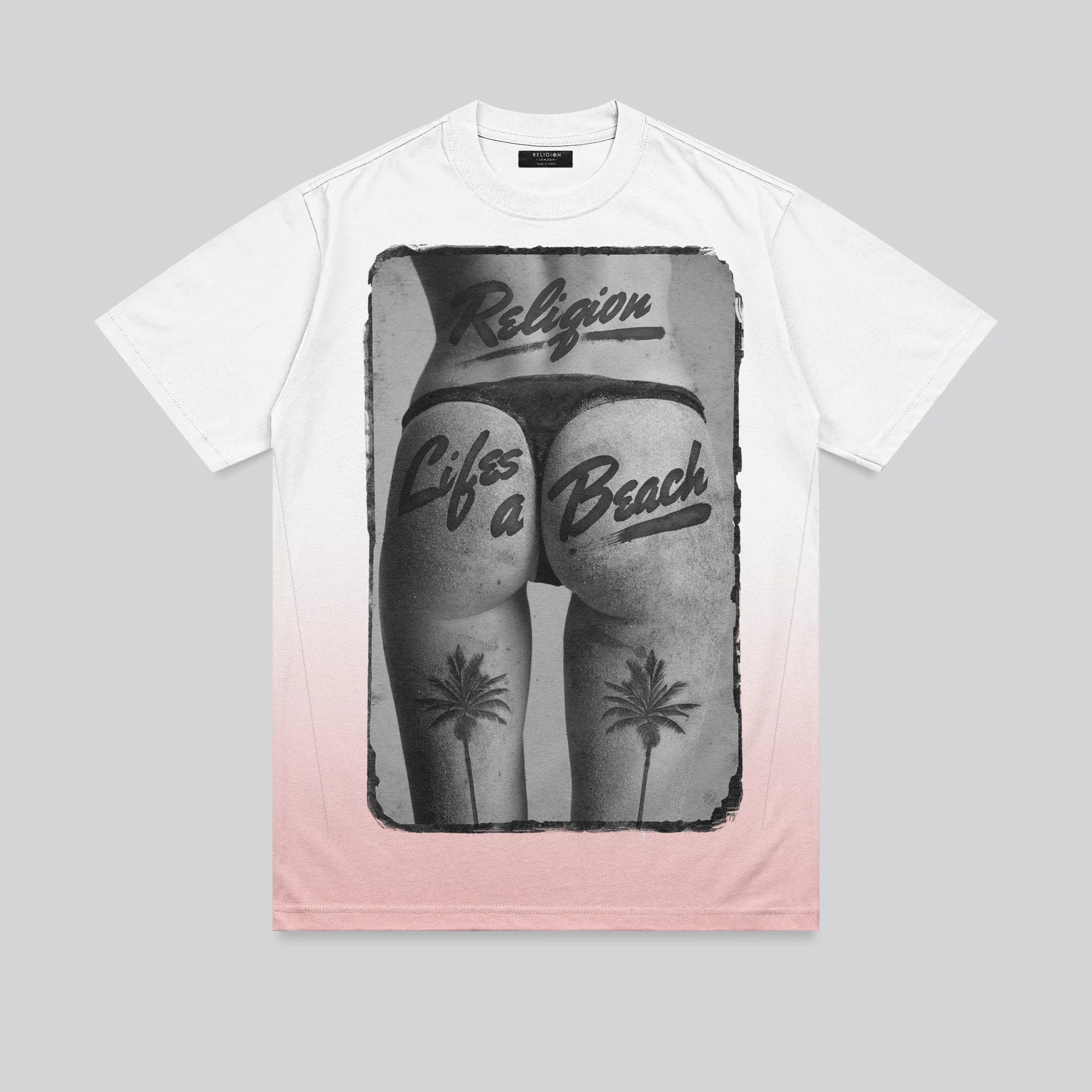 LIFES A BEACH WHITE & PINK T-SHIRT