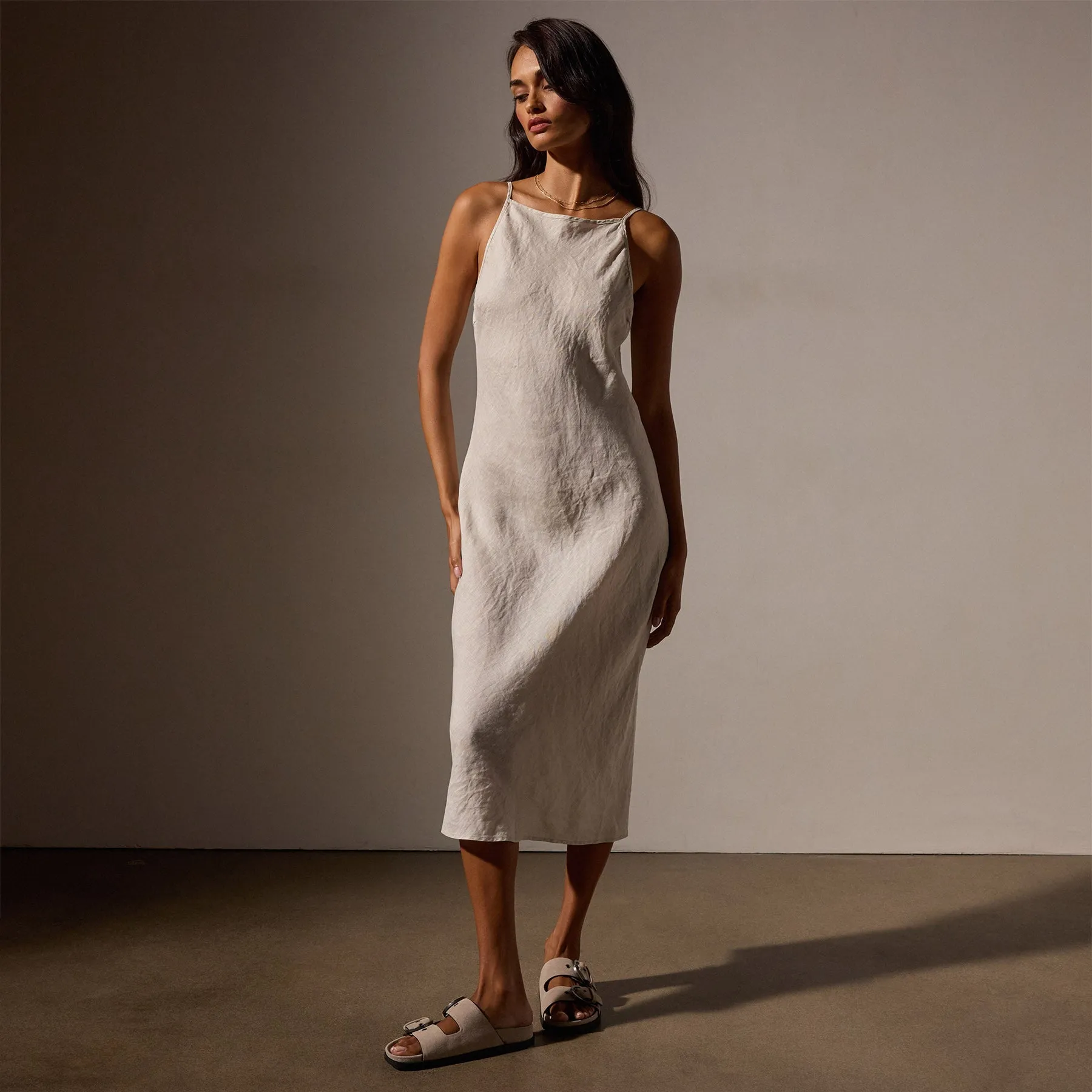 Lightweight Linen Cami Dress - Salt Pigment