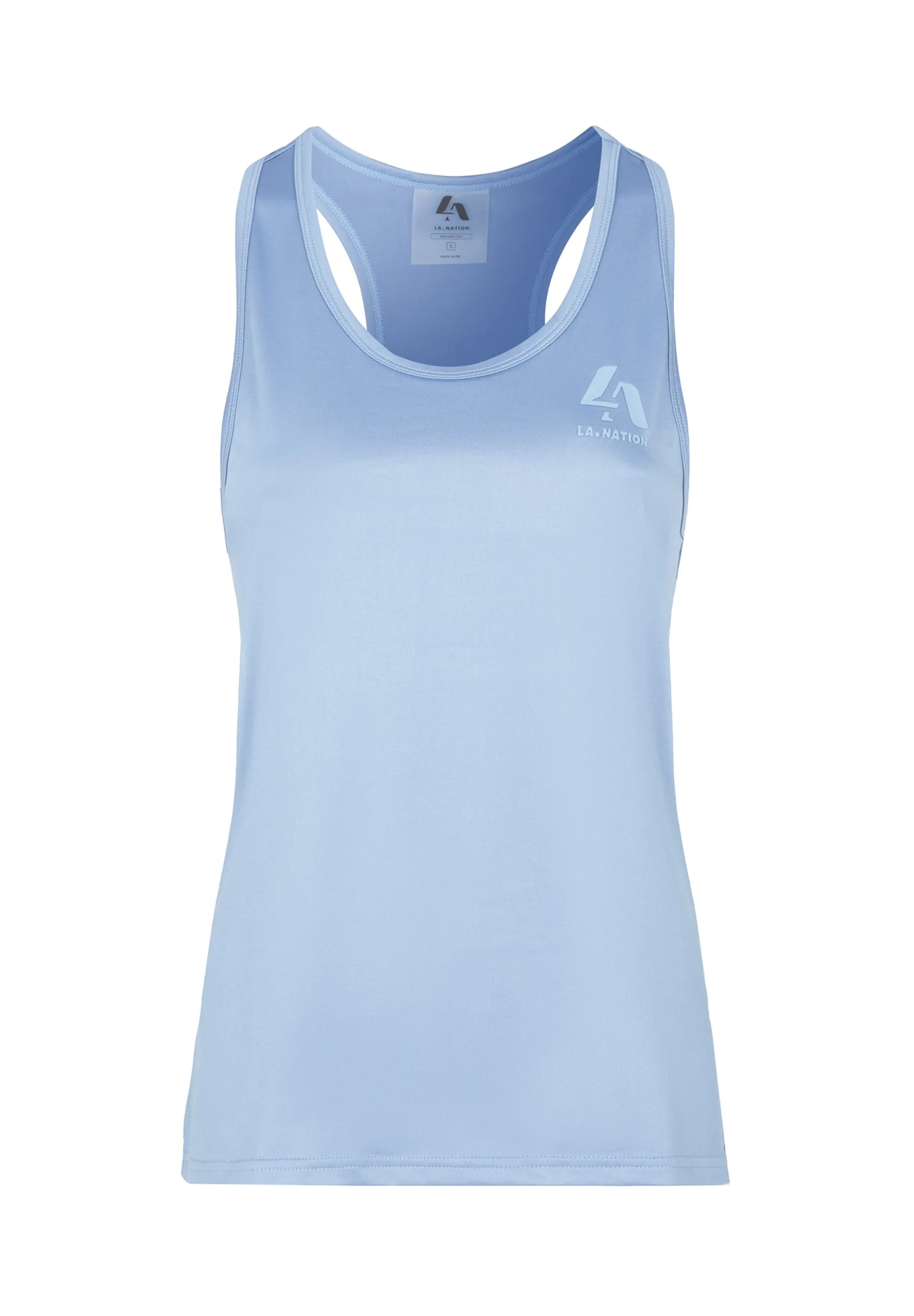 Long Line Open back Vest Top-Cornflour Blue