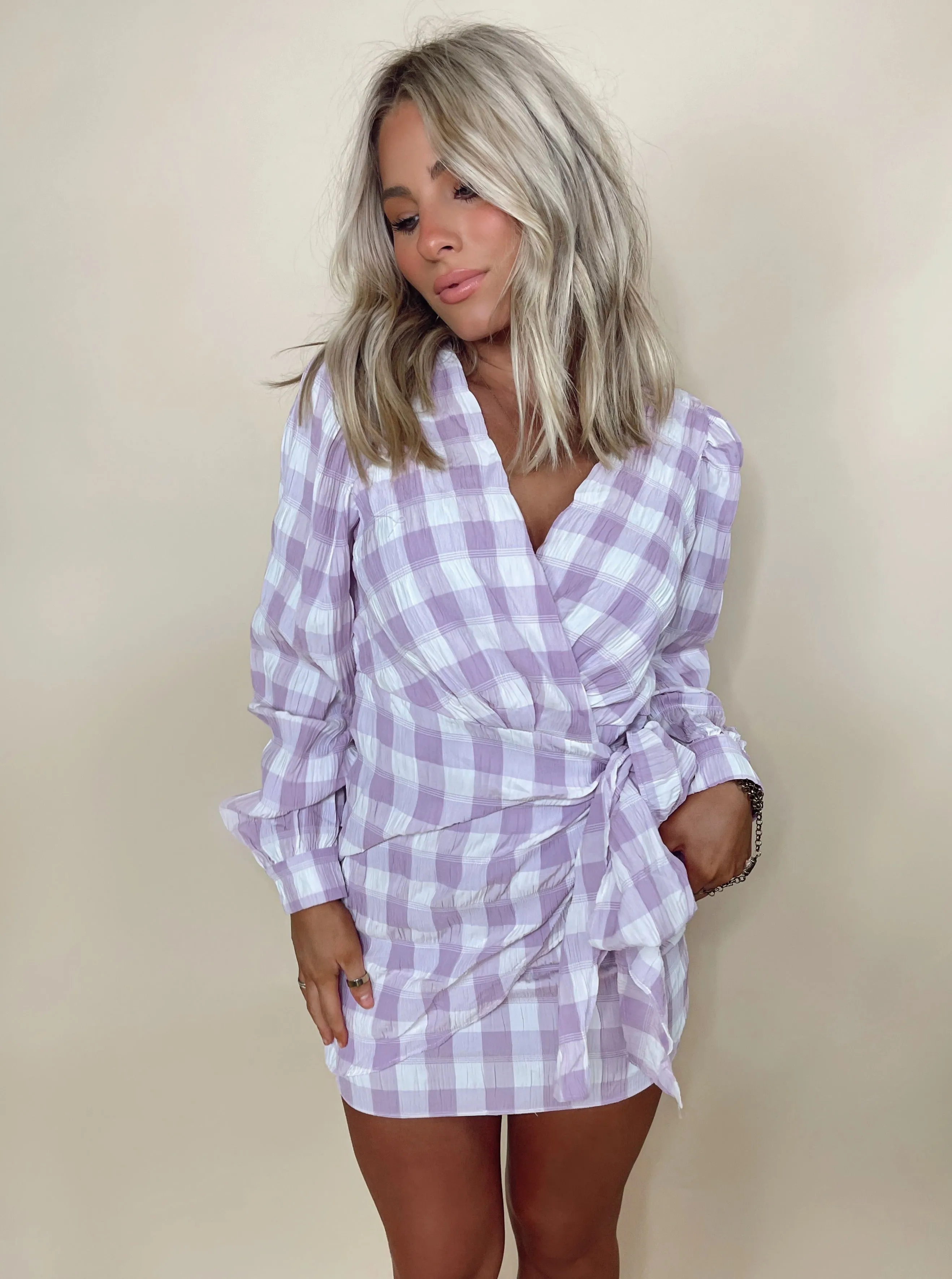 Luscia Gingham Wrap Dress