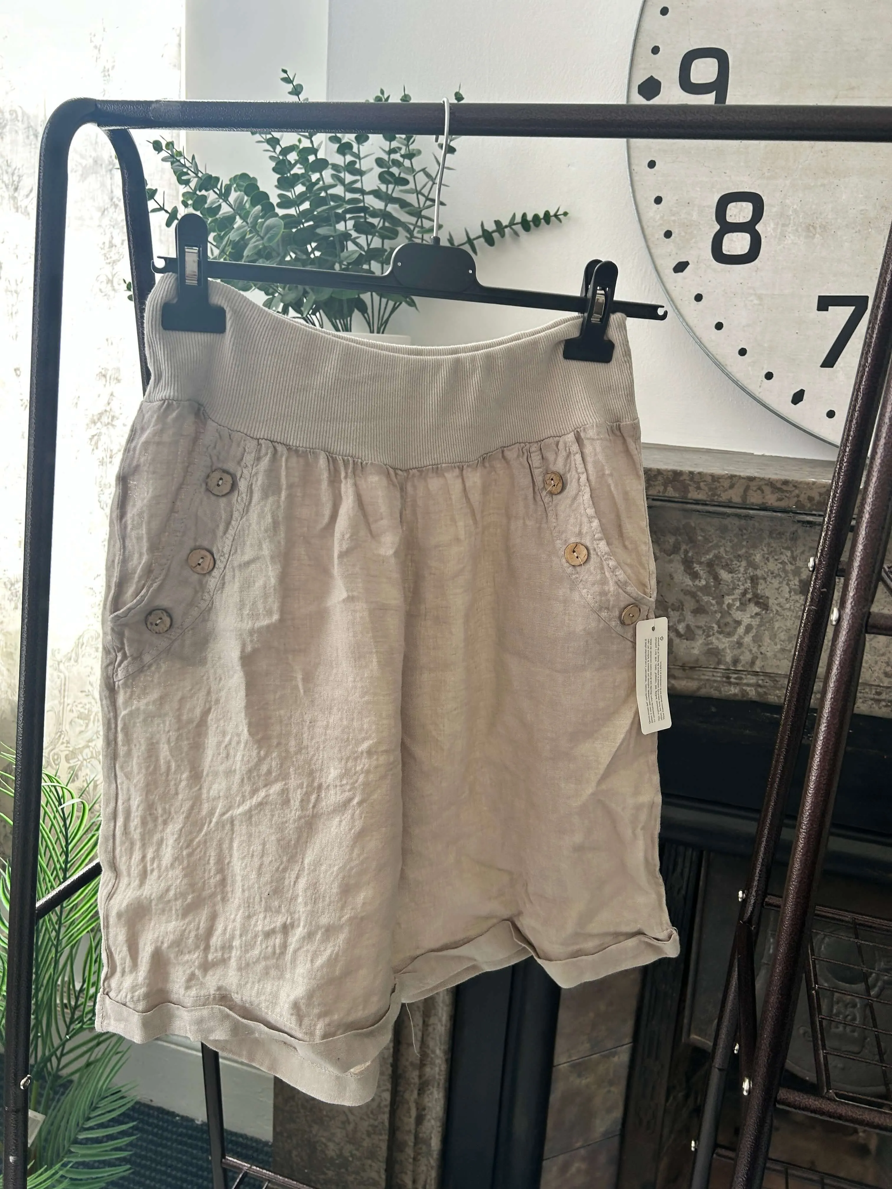 Made in Italy Linen Bermuda Knee Length Shorts