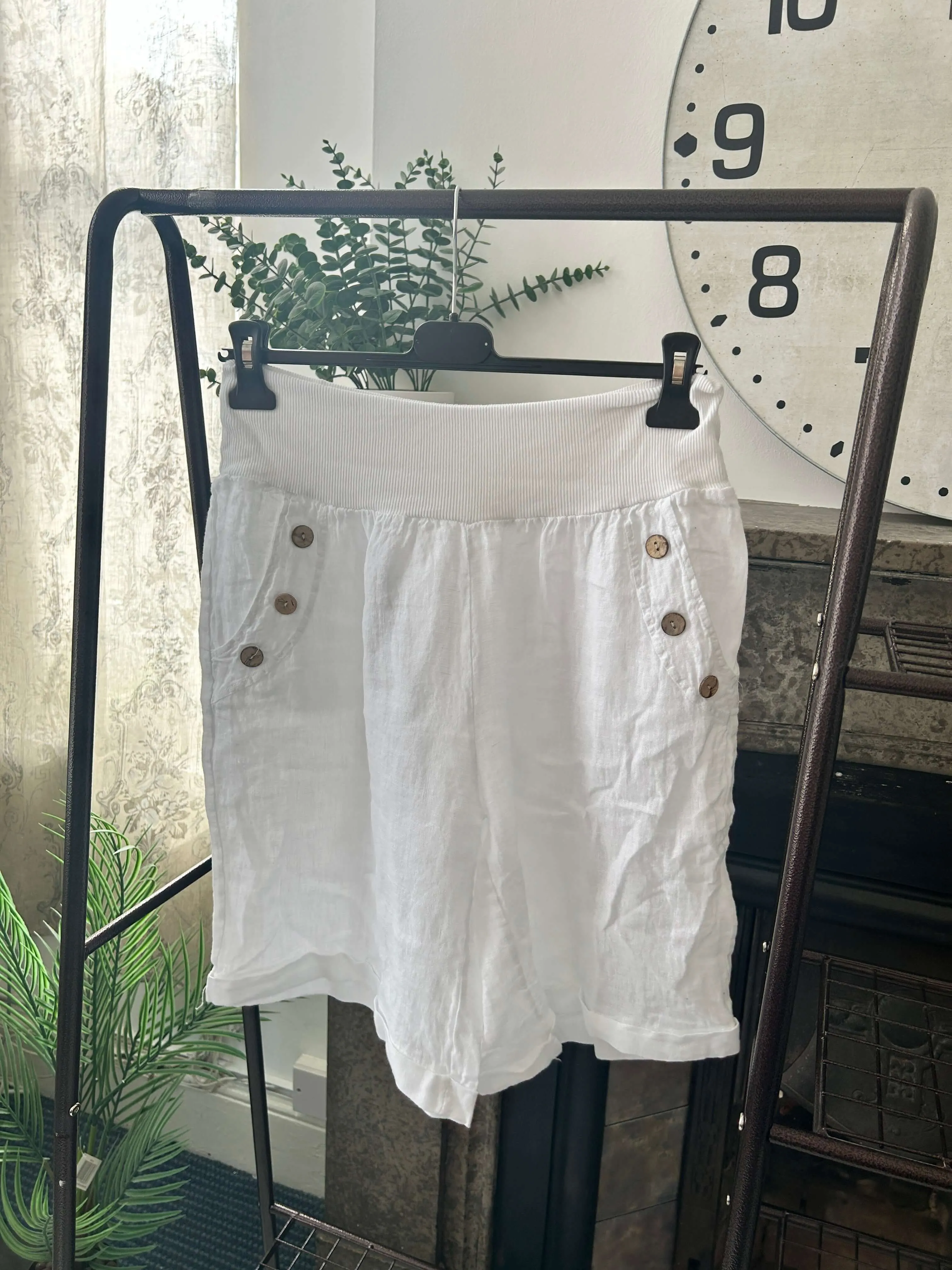 Made in Italy Linen Bermuda Knee Length Shorts