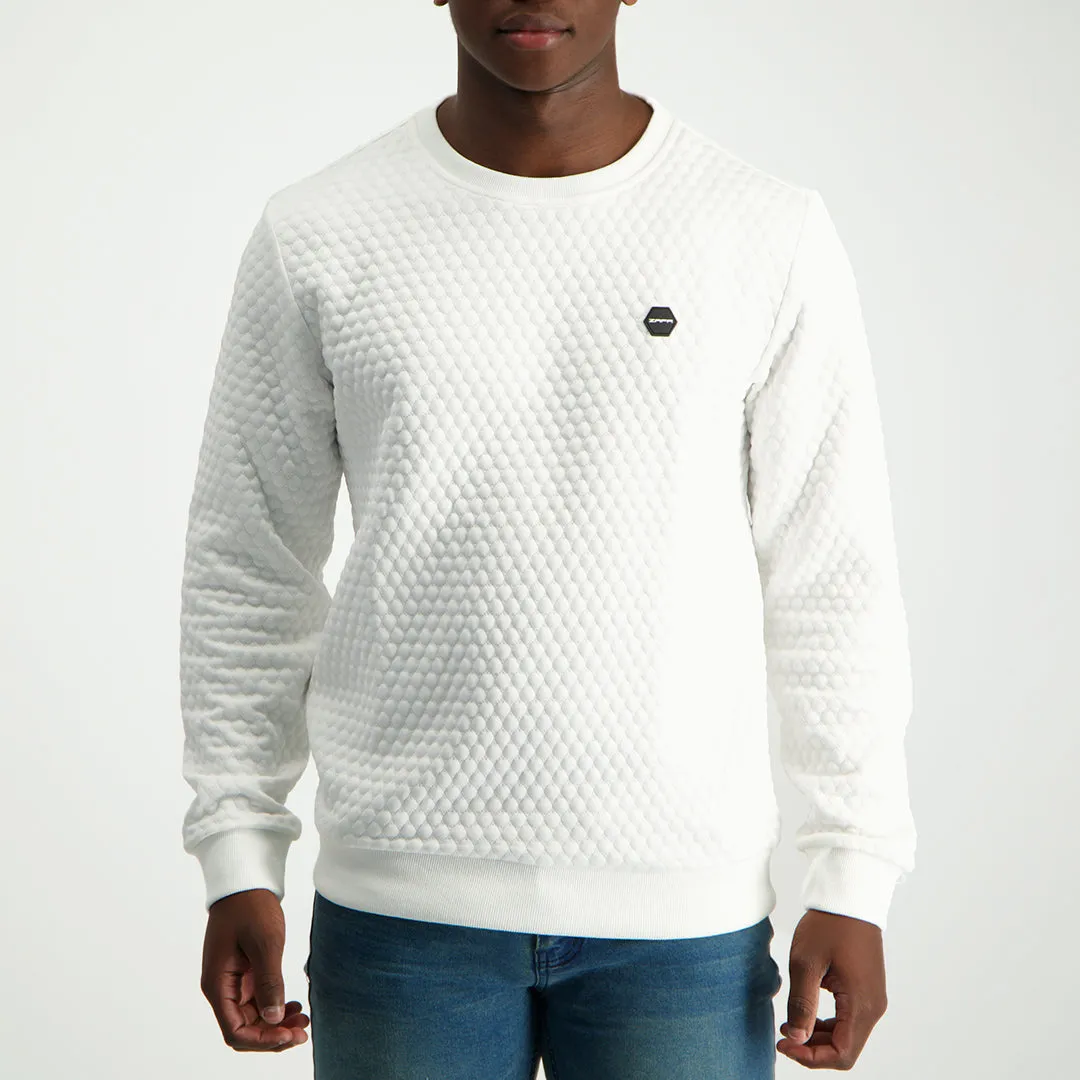 MENS ZAFF CREAM TEXTURED SWEATER