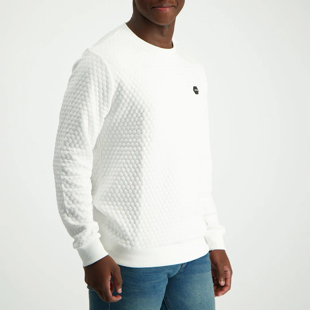 MENS ZAFF CREAM TEXTURED SWEATER