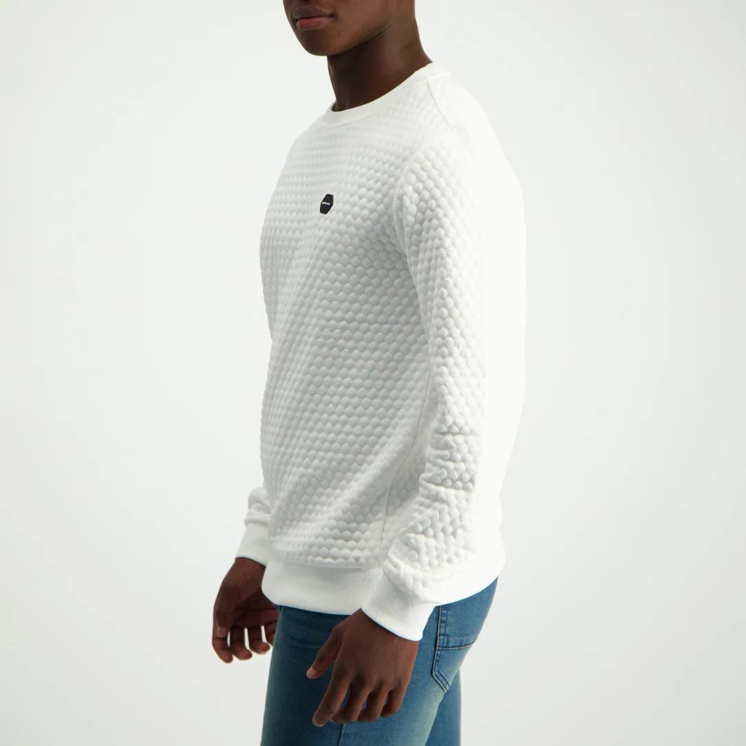 MENS ZAFF CREAM TEXTURED SWEATER