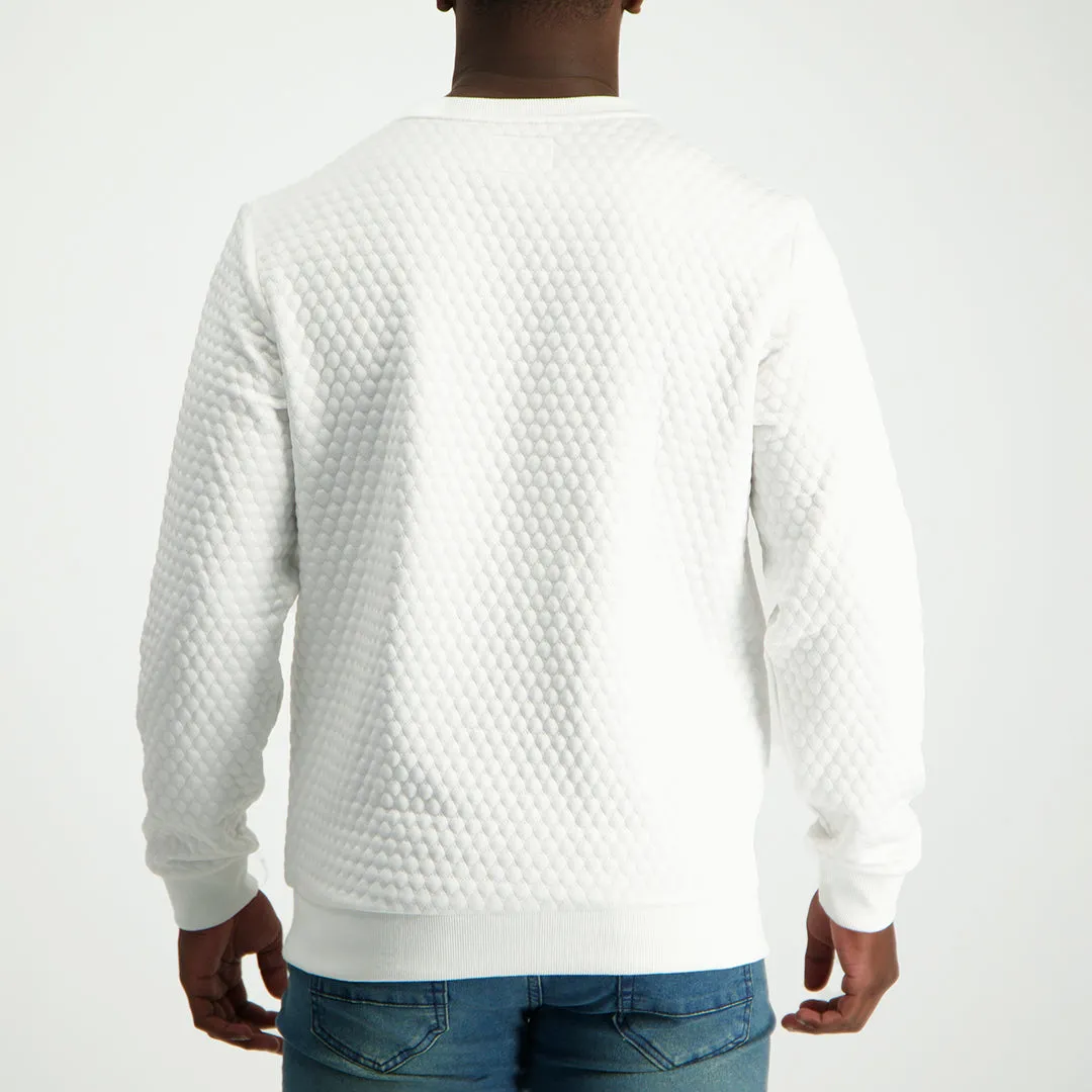 MENS ZAFF CREAM TEXTURED SWEATER