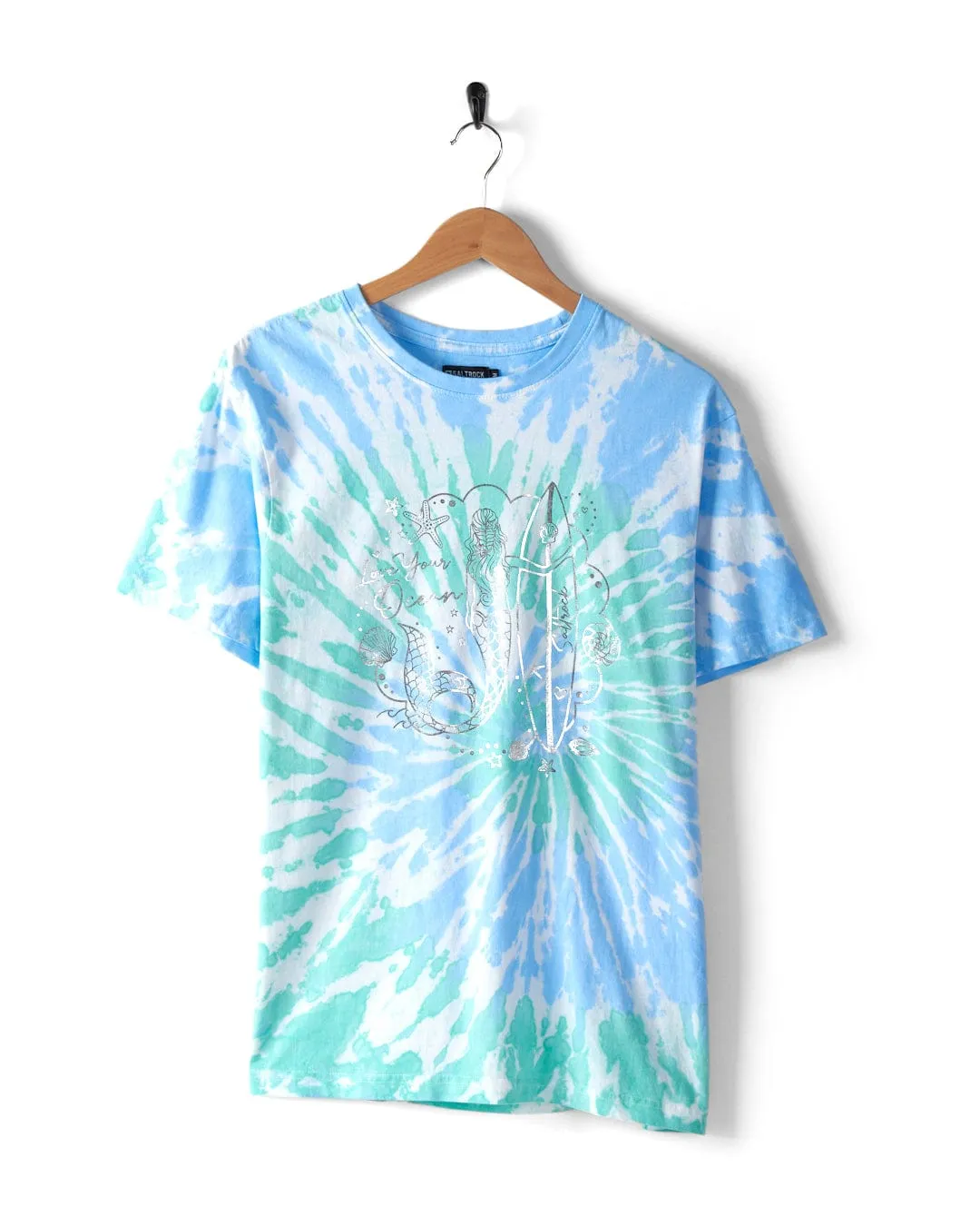 Mermaid Surf - Womens Tie Dye T-Shirt - Turquoise