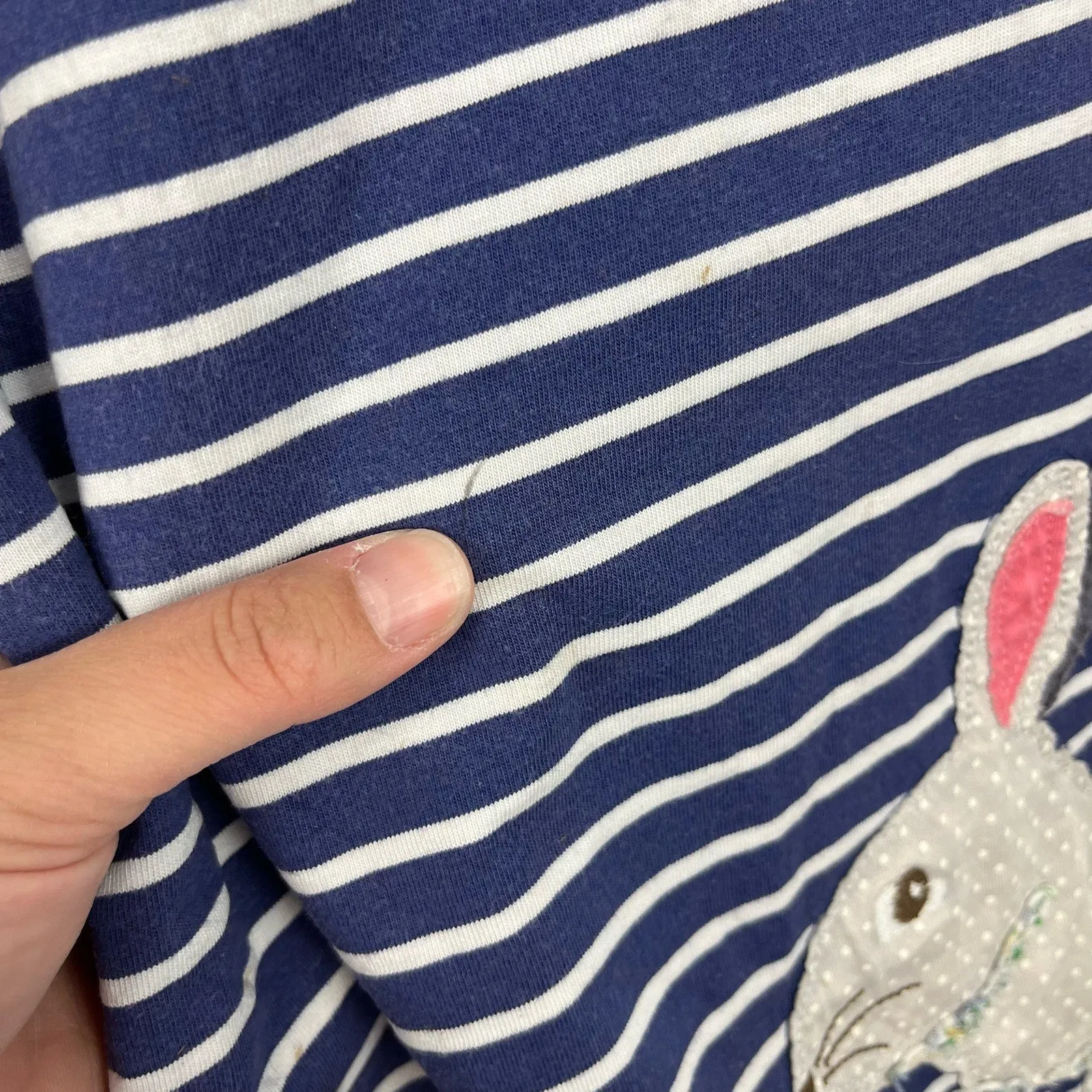 Mini Boden Applique Bunny Rabbit Stripe Dress 6-7