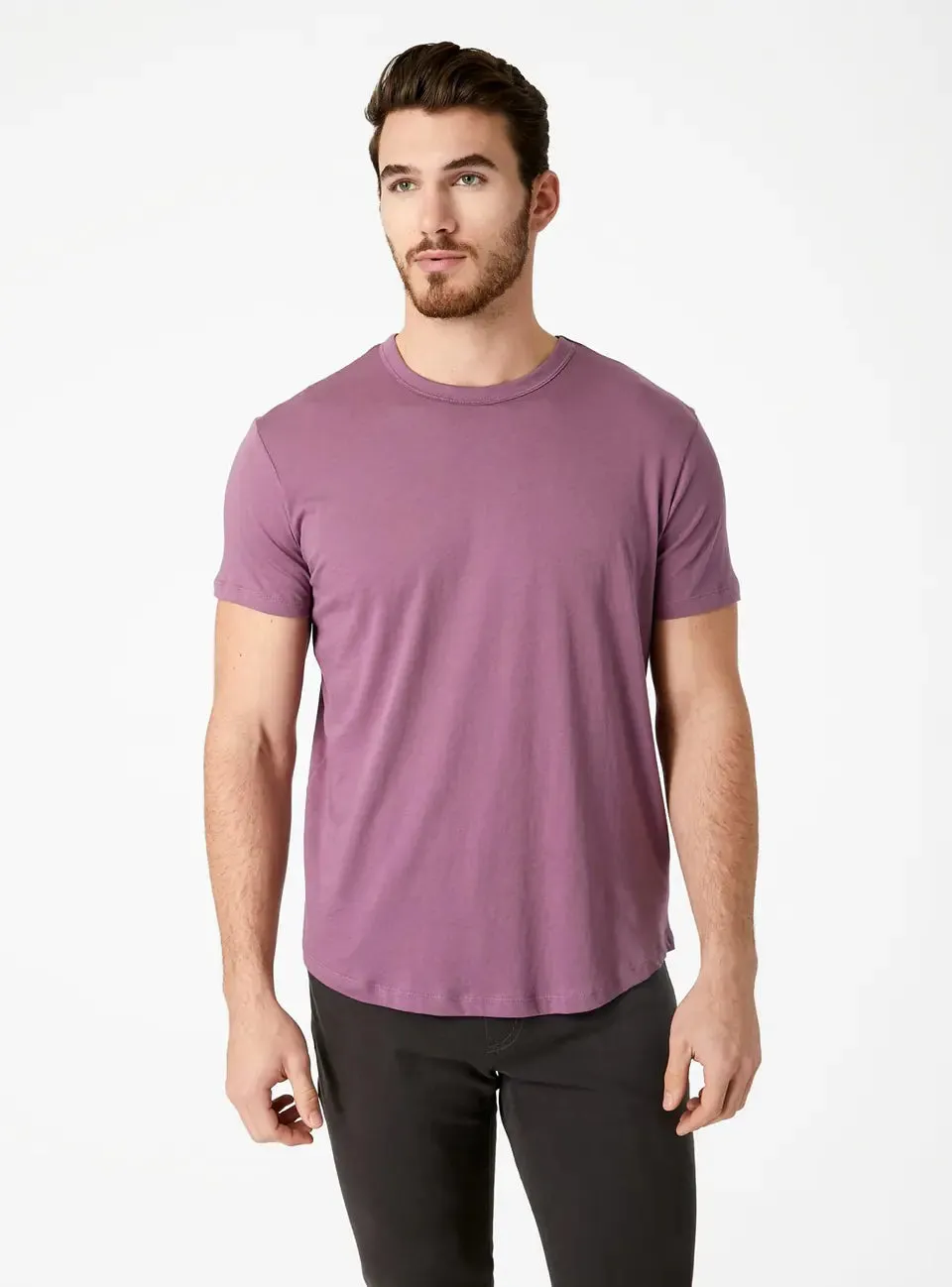 Momento Curved Supima T-Shirt- Grape- 7 Diamonds