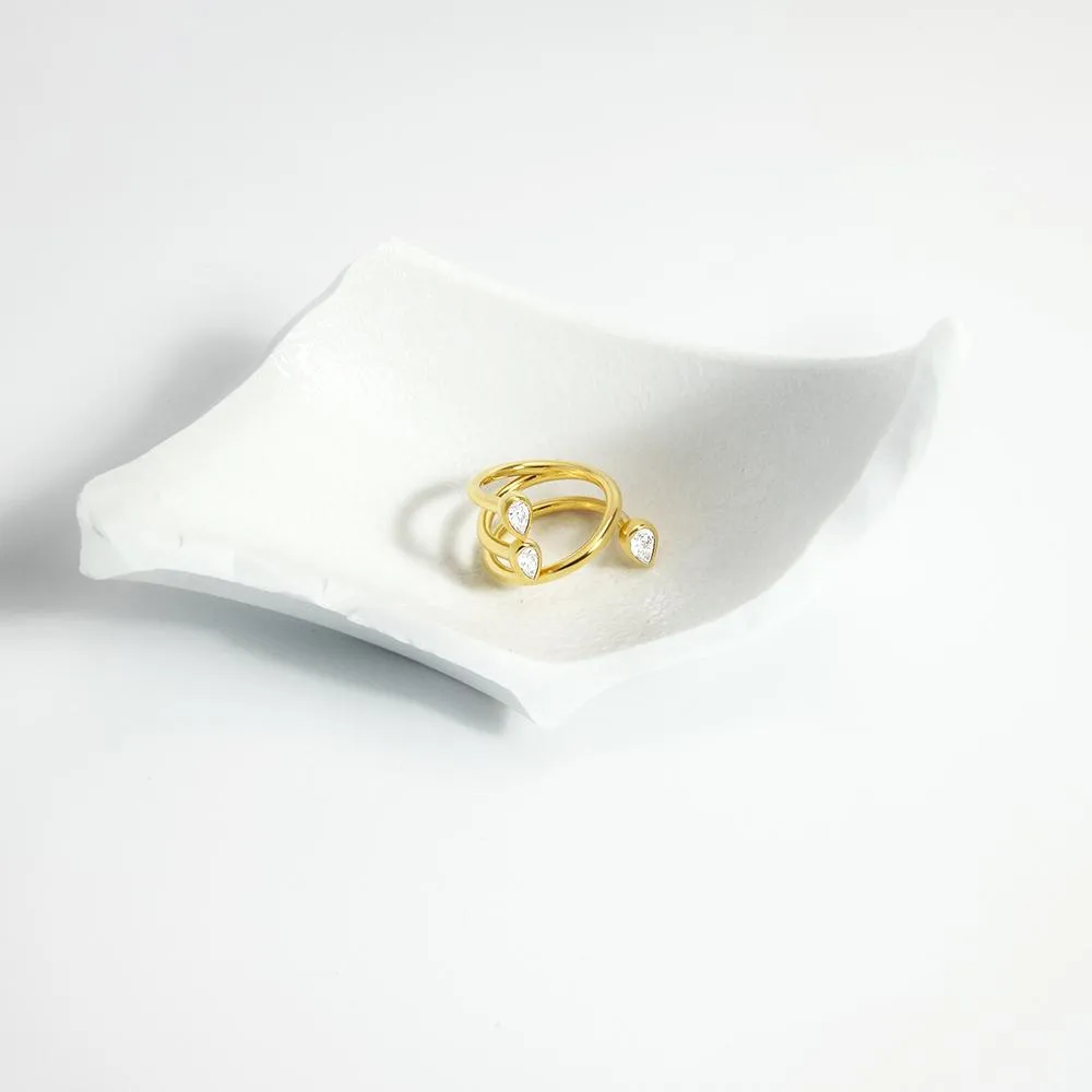 Multi-Hoop Ring with Pear - Yellow Silver