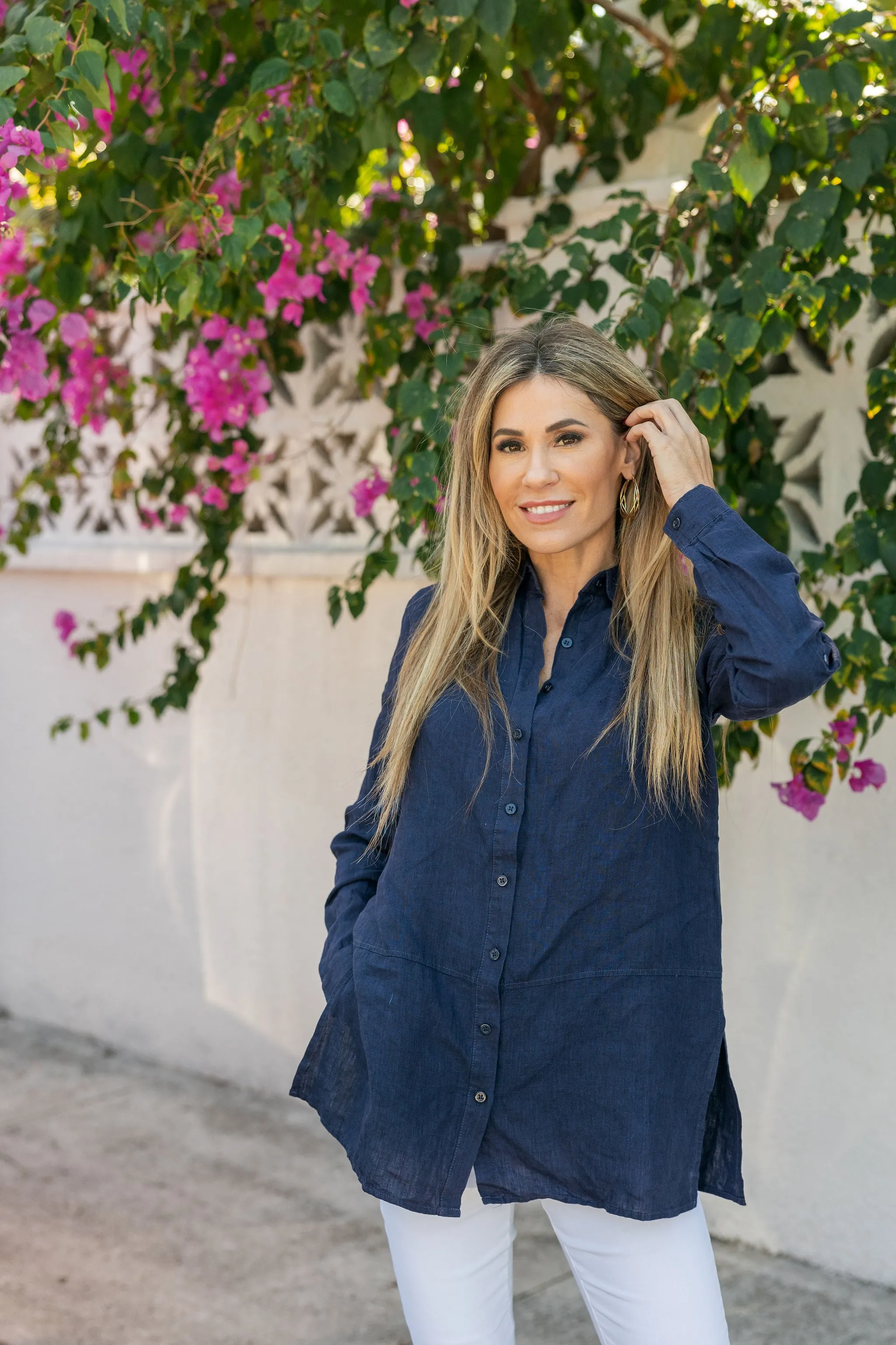 Nola Linen Tunic Navy