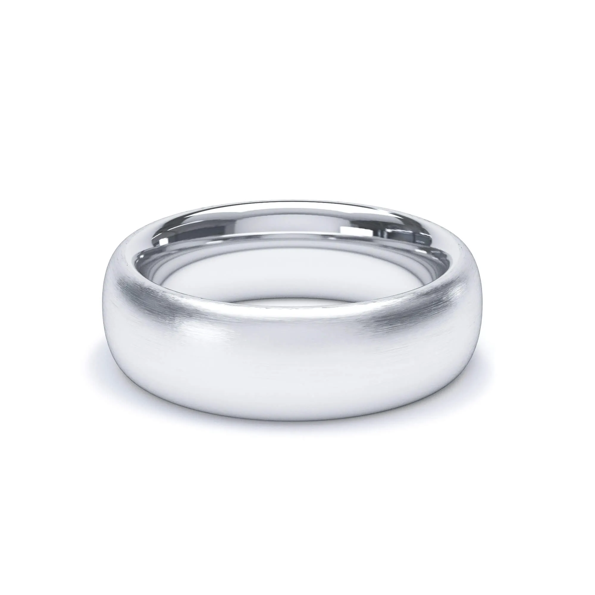 - Oval Profile Satin Wedding Ring 9k White Gold