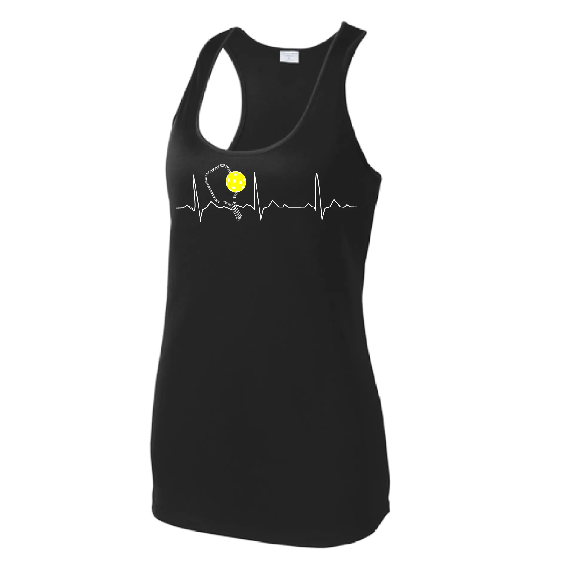 Pickleball Heartbeat EKG | Women’s Racerback Tank | 100% Polyester