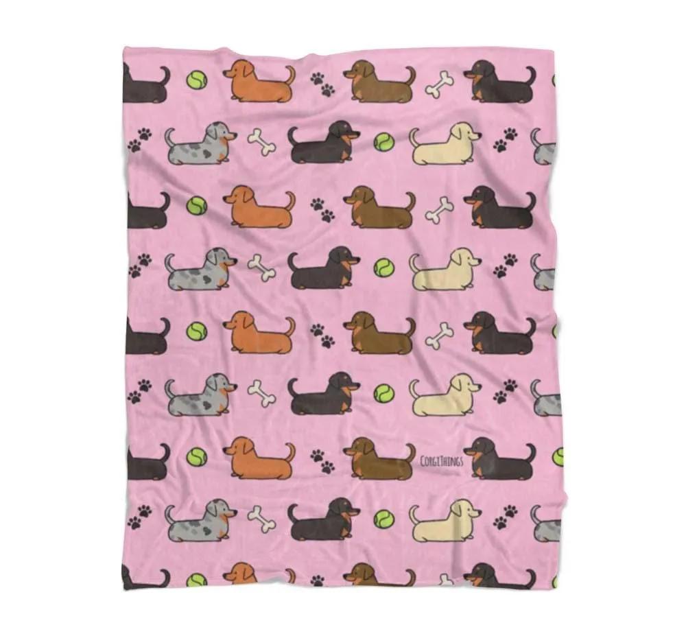 Pink "Doxie Frens" Blanket | 3 Sizes