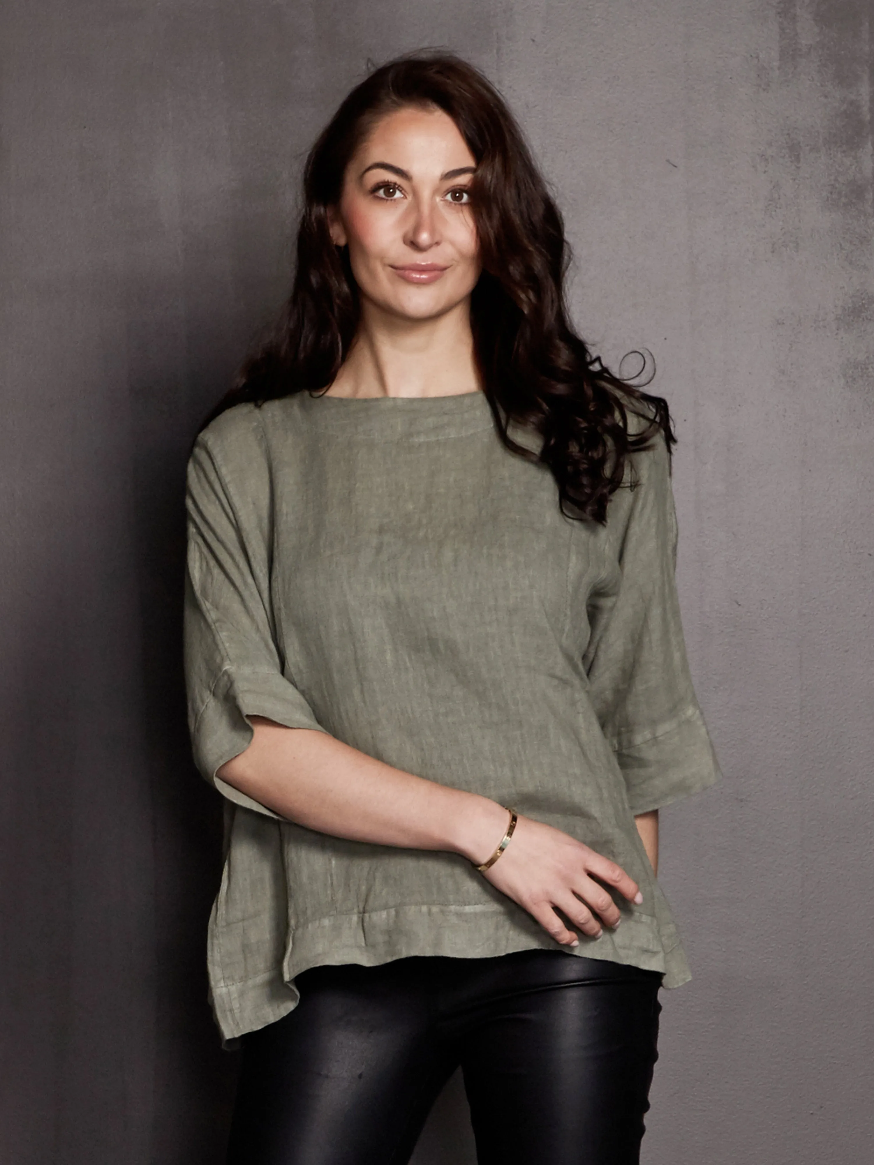 POLETTE linen top - Army