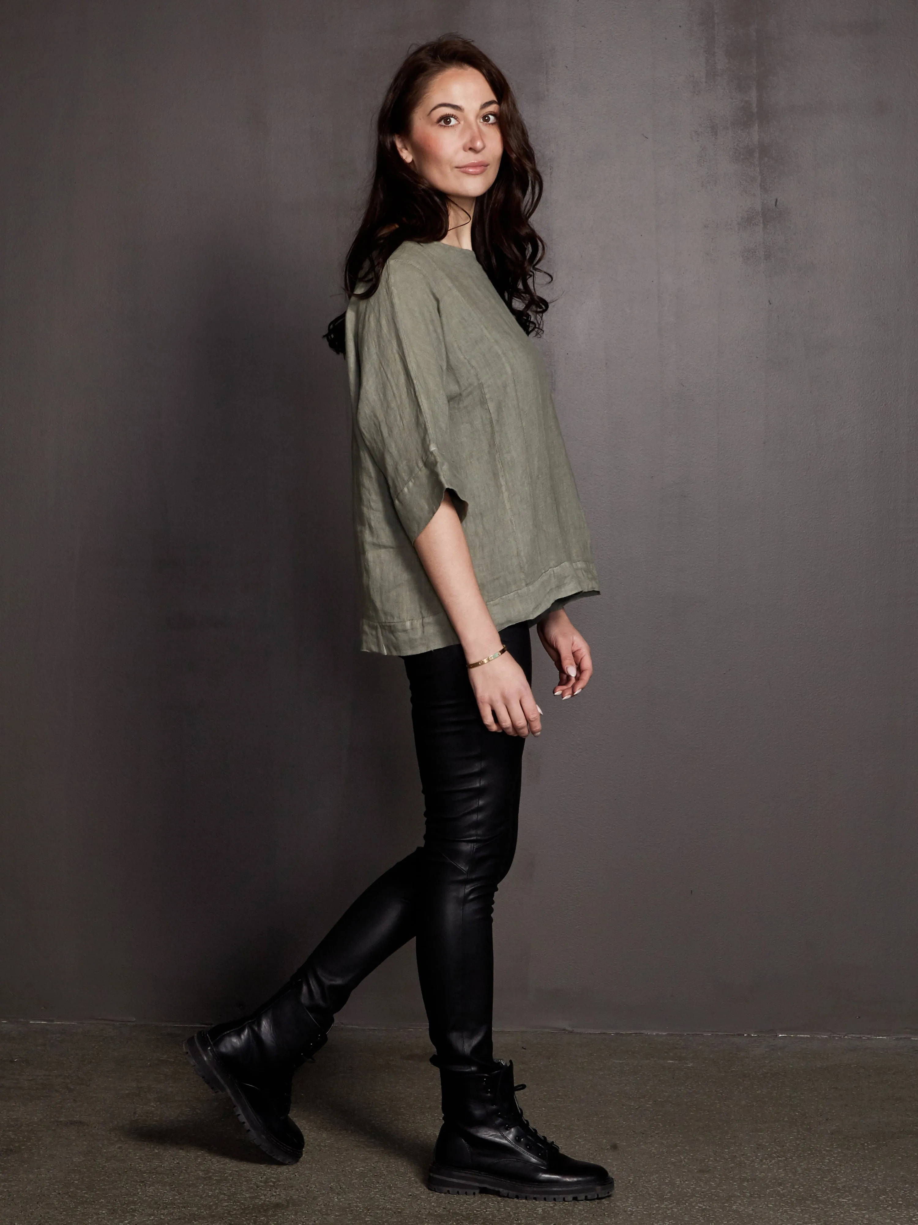 POLETTE linen top - Army