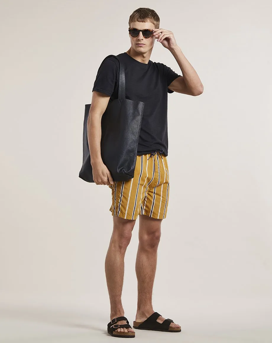 PRETO STRIPED MENS SWIM SHORTS | TOBACCO