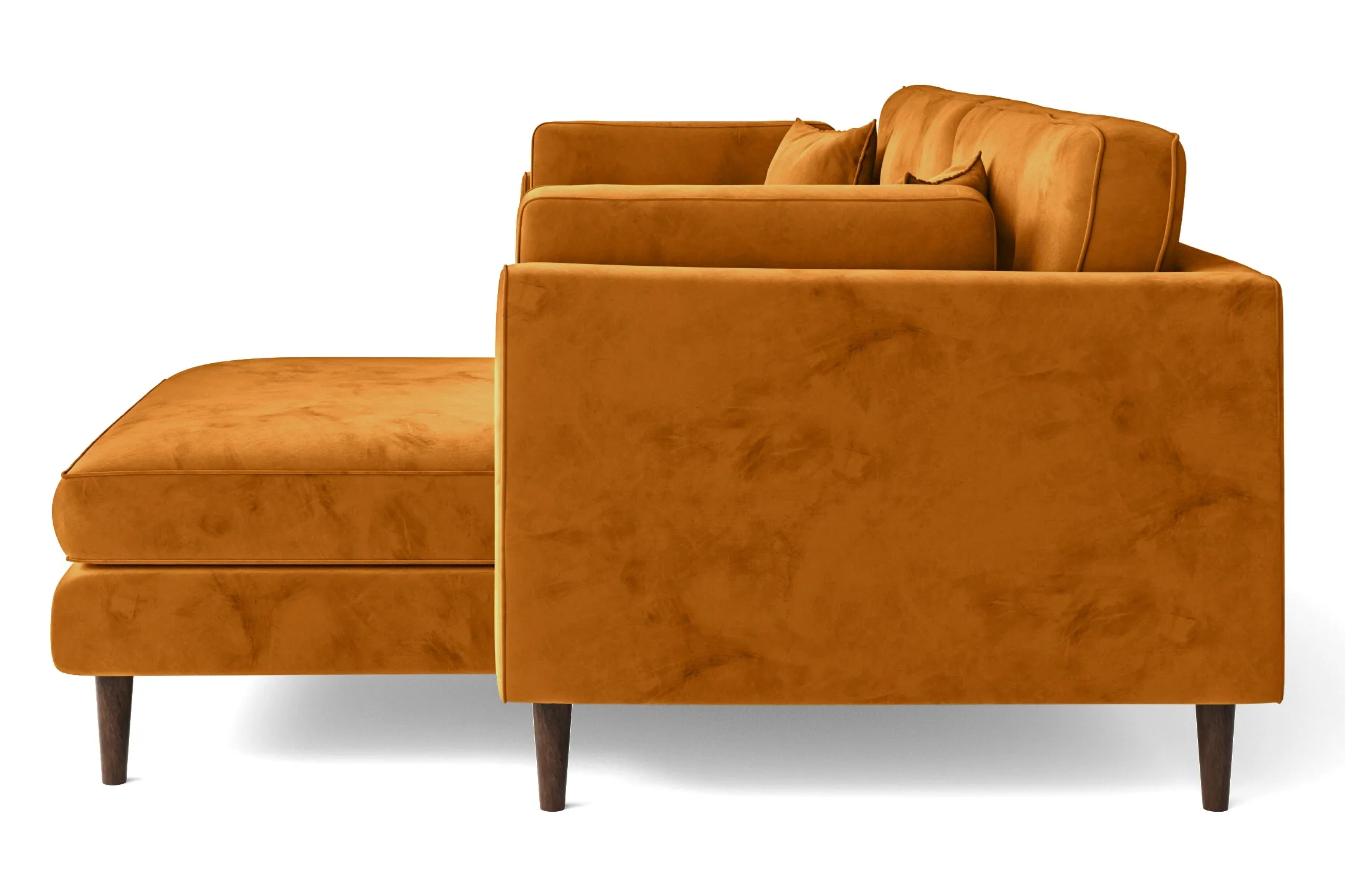 Ragusa 3 Seater Right Hand Facing Chaise Lounge Corner Sofa Gold Velvet