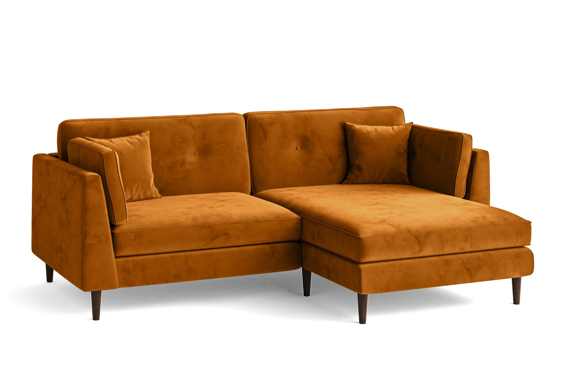 Ragusa 3 Seater Right Hand Facing Chaise Lounge Corner Sofa Gold Velvet