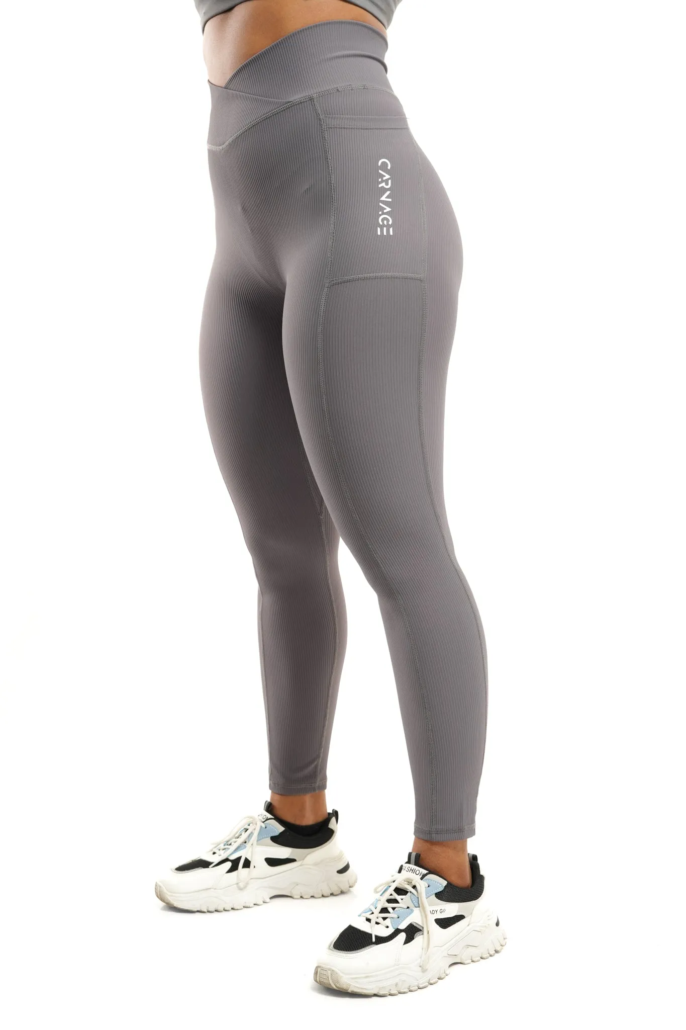 Ribbed V Taper Pocket Legging