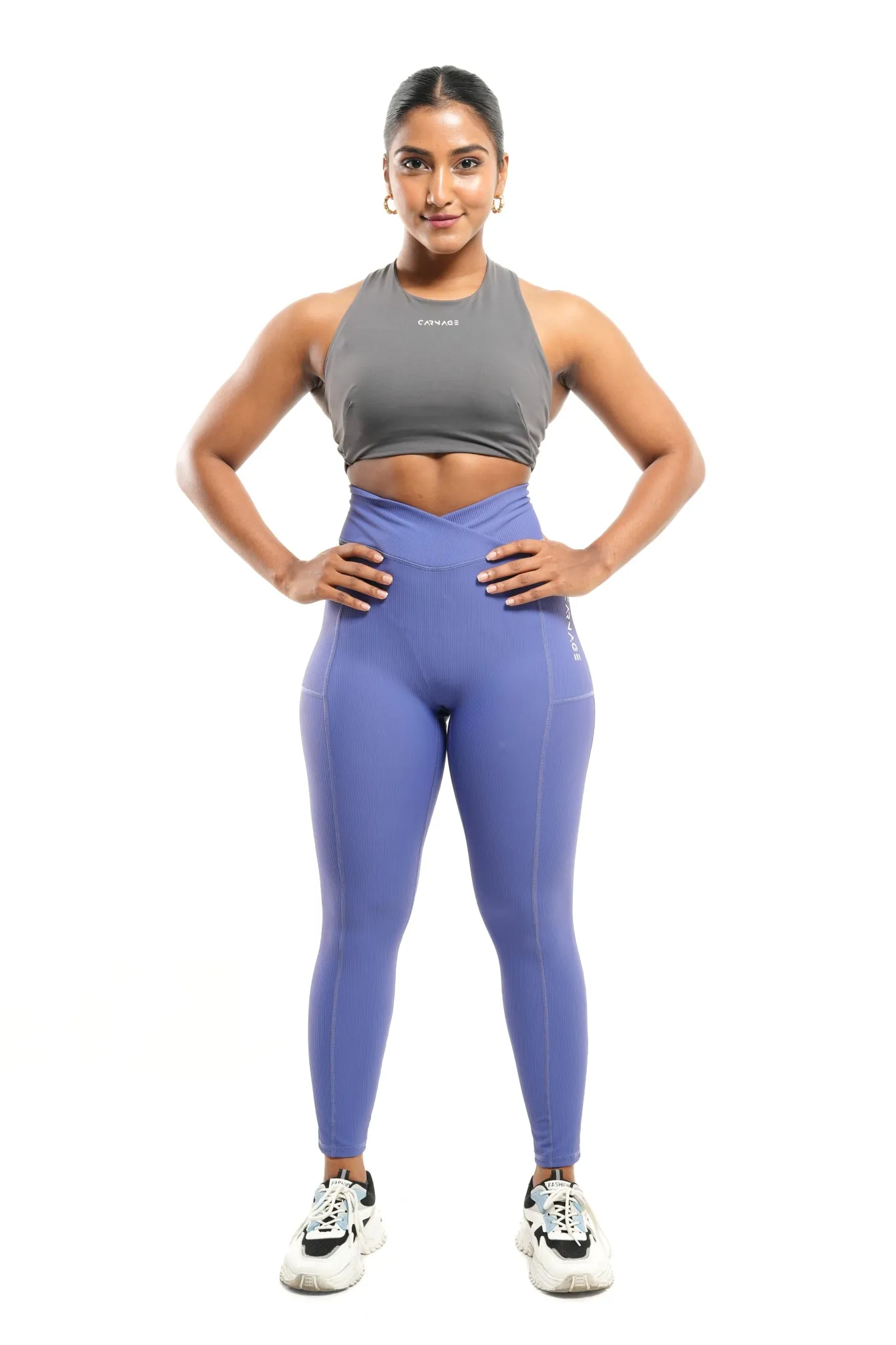 Ribbed V Taper Pocket Legging