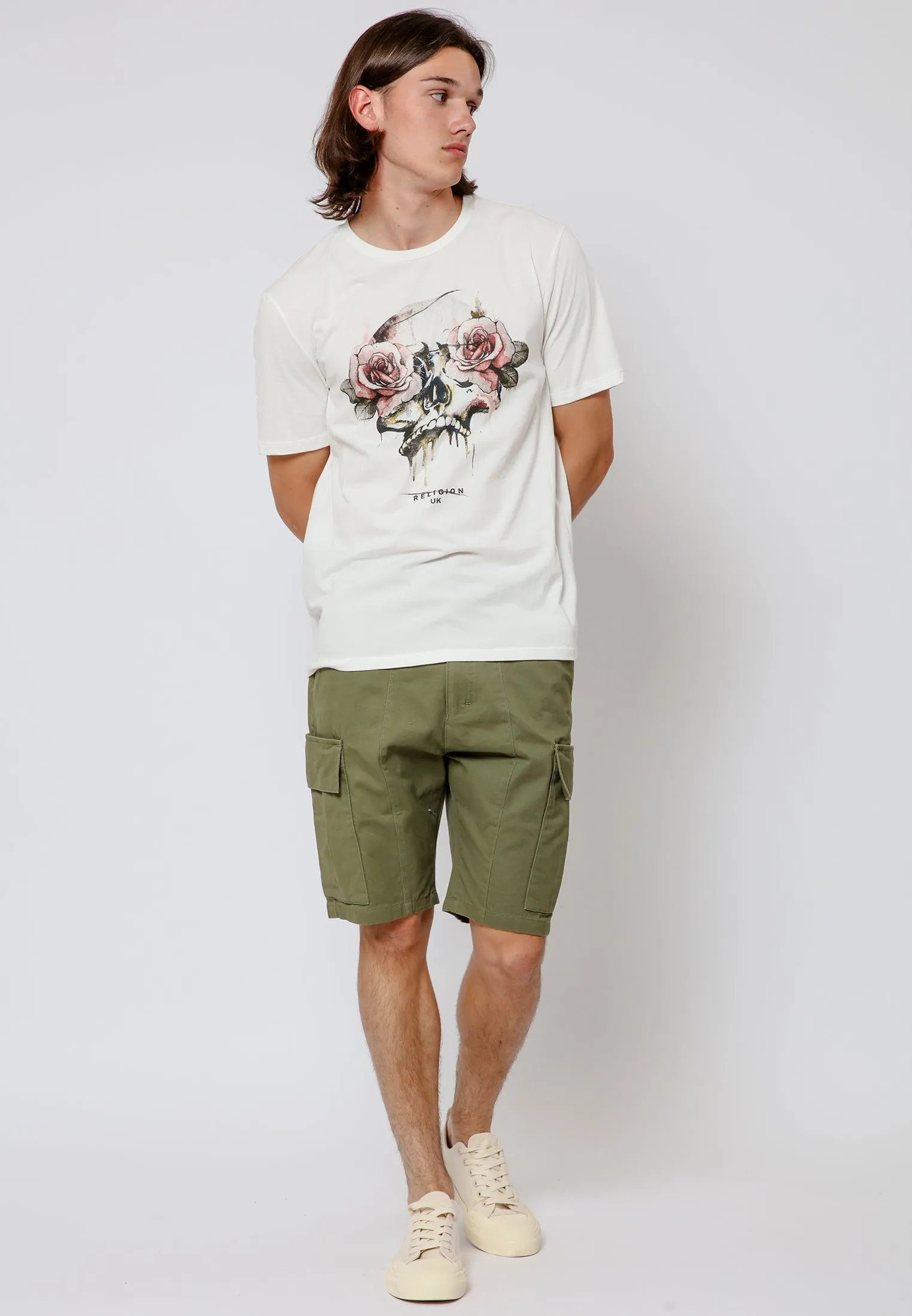 ROSES SKULL T-SHIRT OFF WHITE