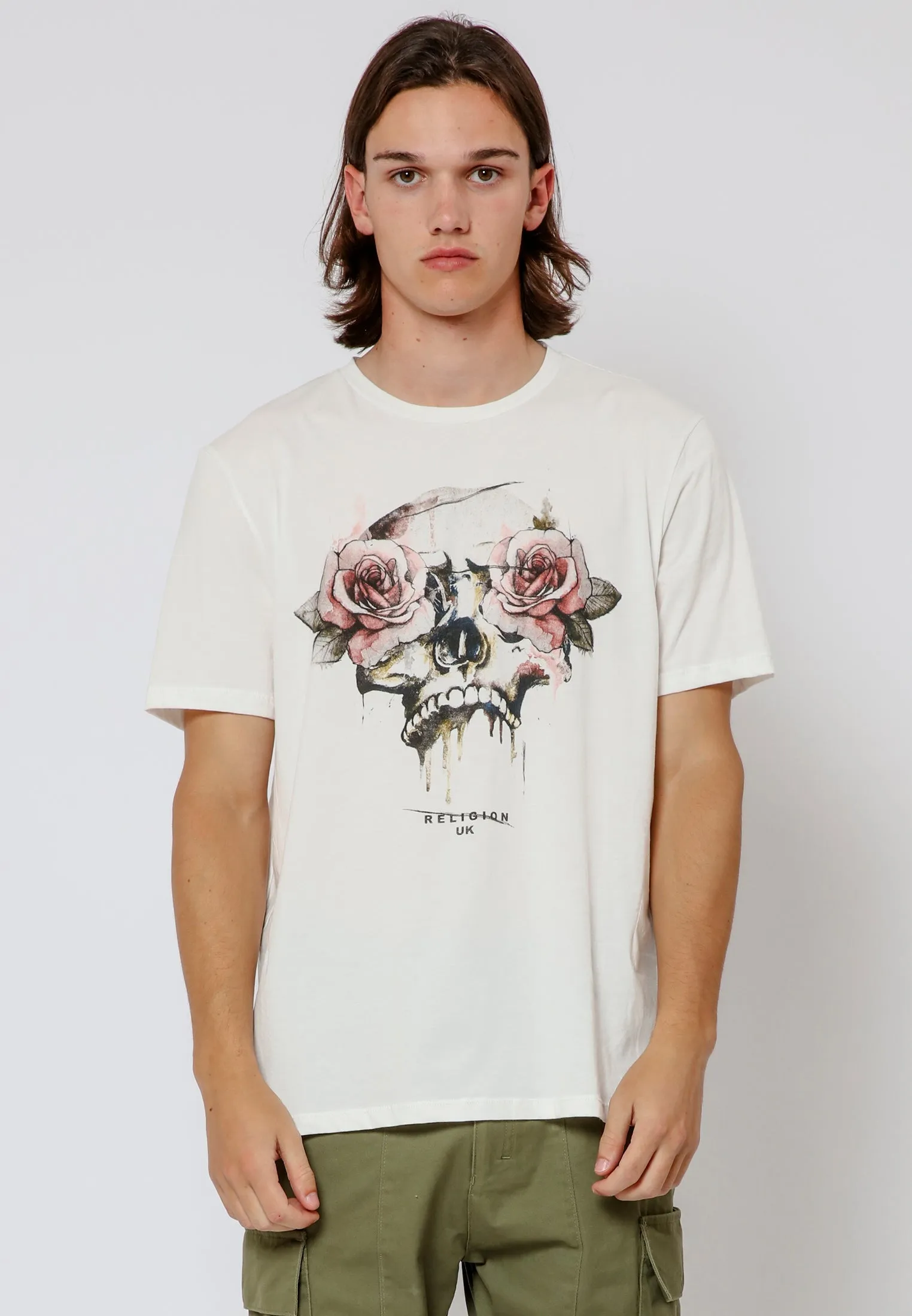 ROSES SKULL T-SHIRT OFF WHITE