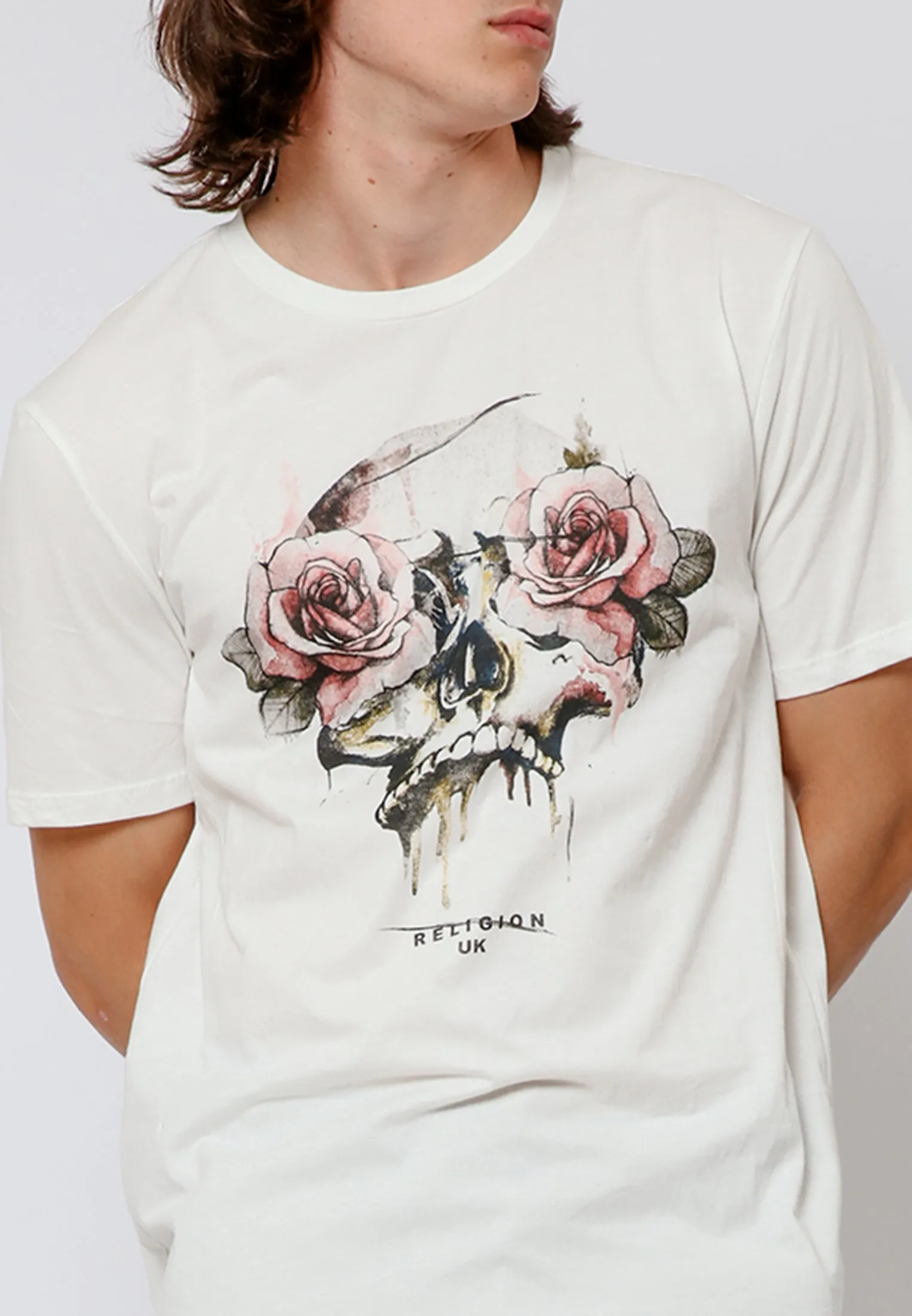 ROSES SKULL T-SHIRT OFF WHITE